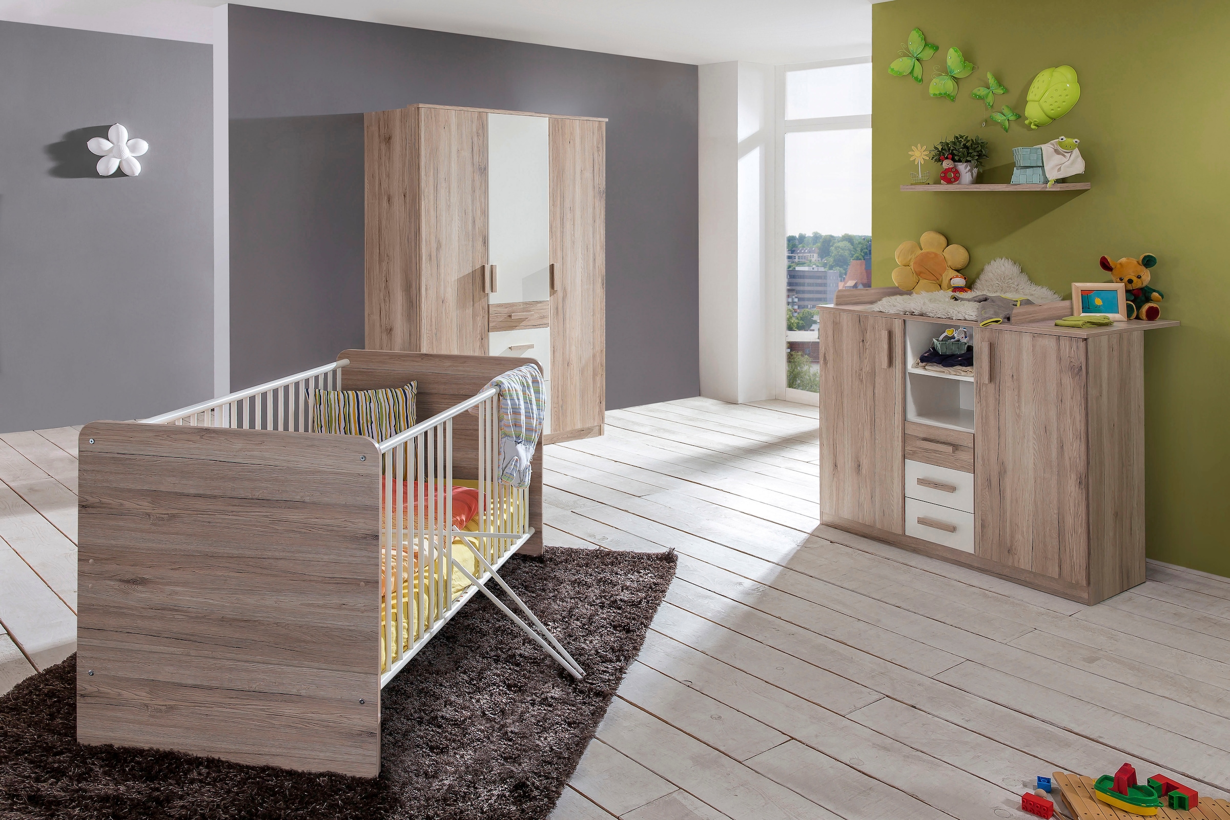 Image of Wimex Babyzimmer-Komplettset "Bergamo" Set, 3 Stk. tlg. Bett + Wickelkommode + 3 trg. Schrank