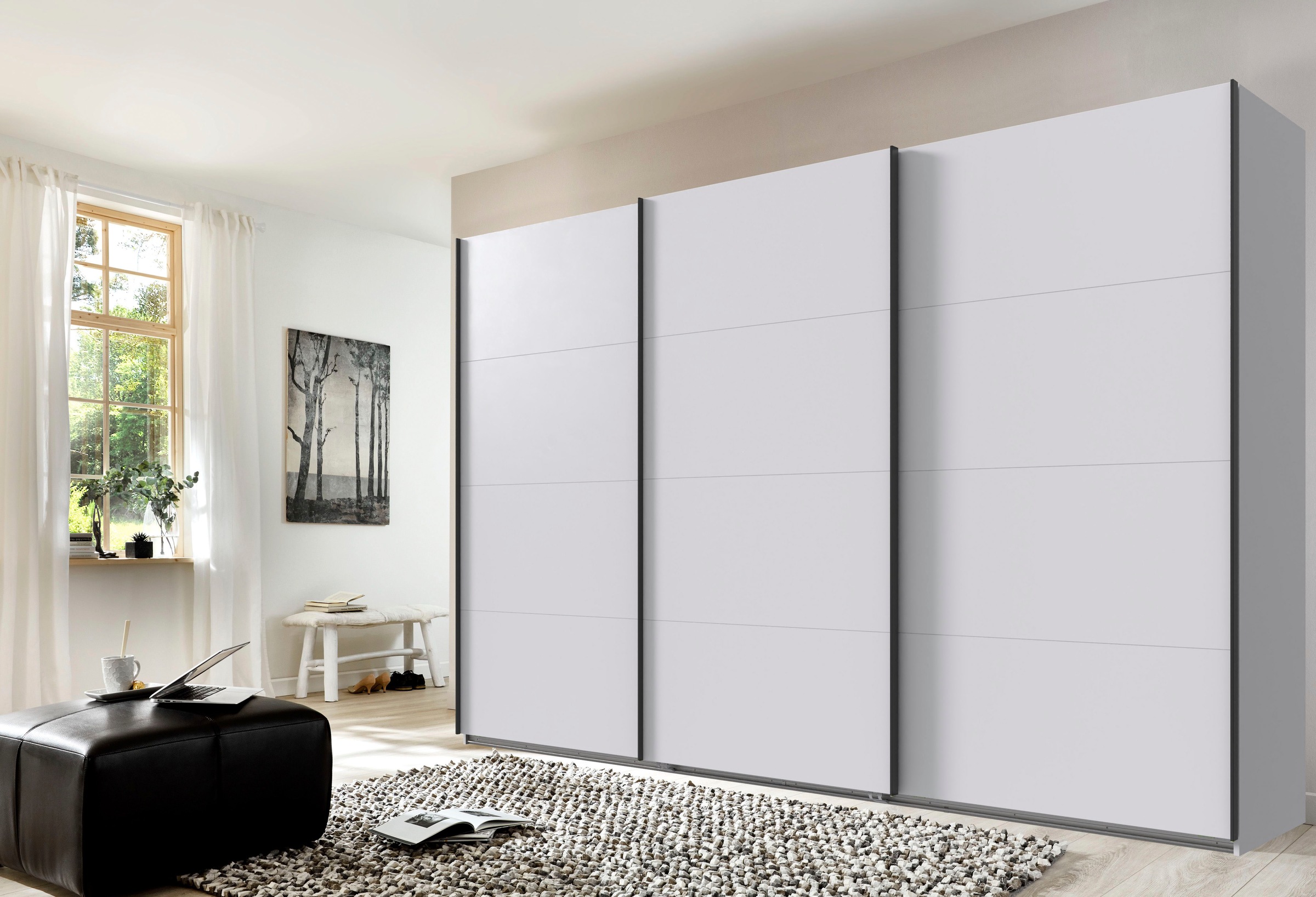 Wimex Schwebetürenschrank »Mugano, Made in Germany, Lieferung bis in Deine Etage und Stellort«, (wähle Deine Ausstattung: Basic oder Premium!), 3 Schwebetüren, grosse Grössen, mit oder ohne Spiegel, Metallgriffe