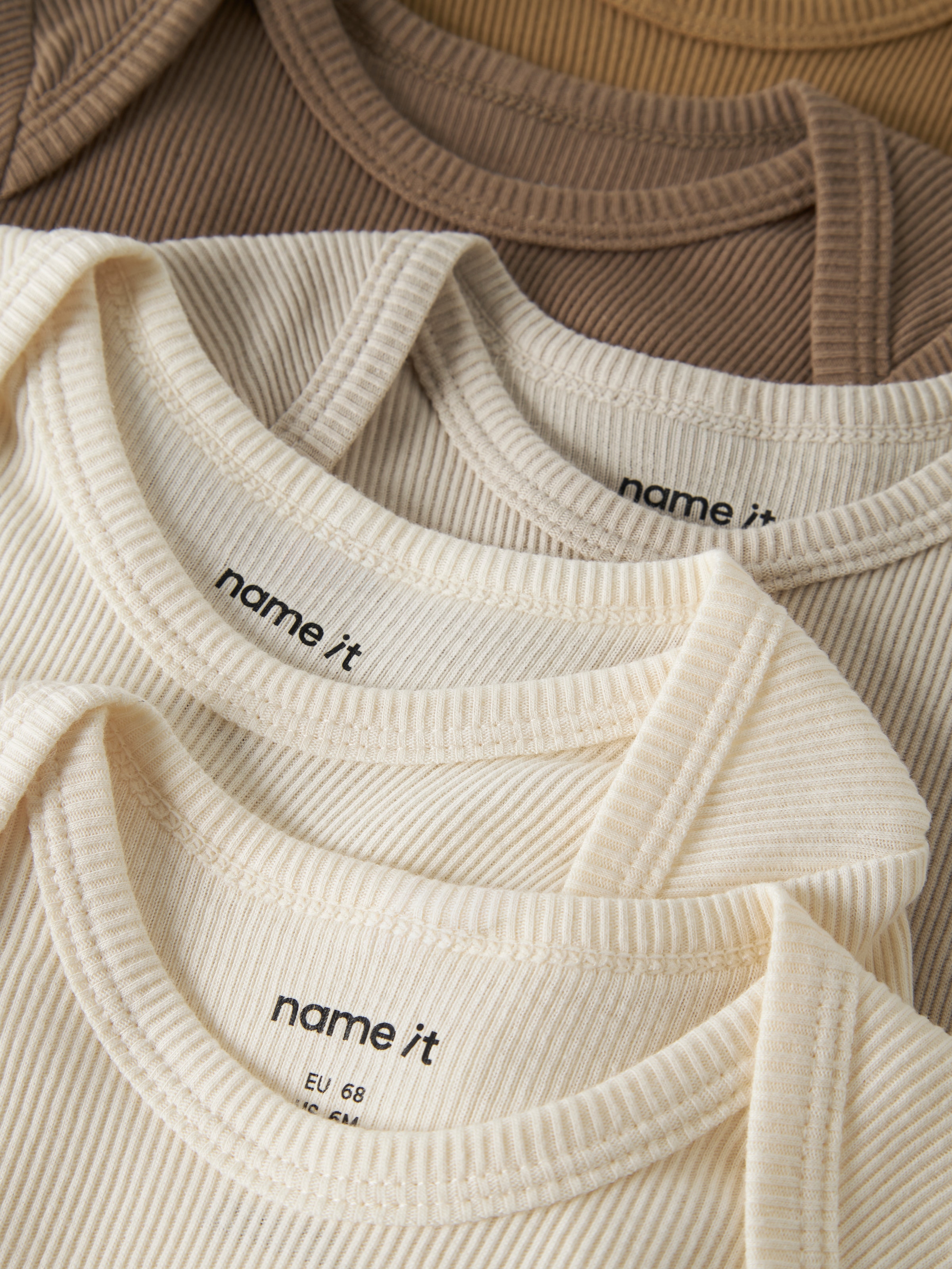 Name It Langarmbody »NBNBODY für Mädchen und Jungen mit Rippstruktur und Komfort« Packung, 5 unifarben, casual, regular fit, Baumwolle, Rundhals