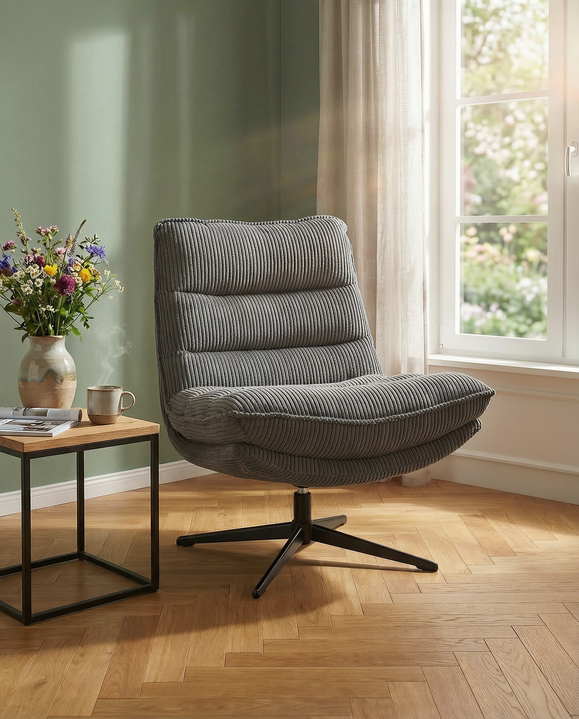 Image of GOODproduct Sessel "AVAA, Loungesessel im softem Cord-Bezug," 360 Grad drehbar, Relax- und TV-Sessel