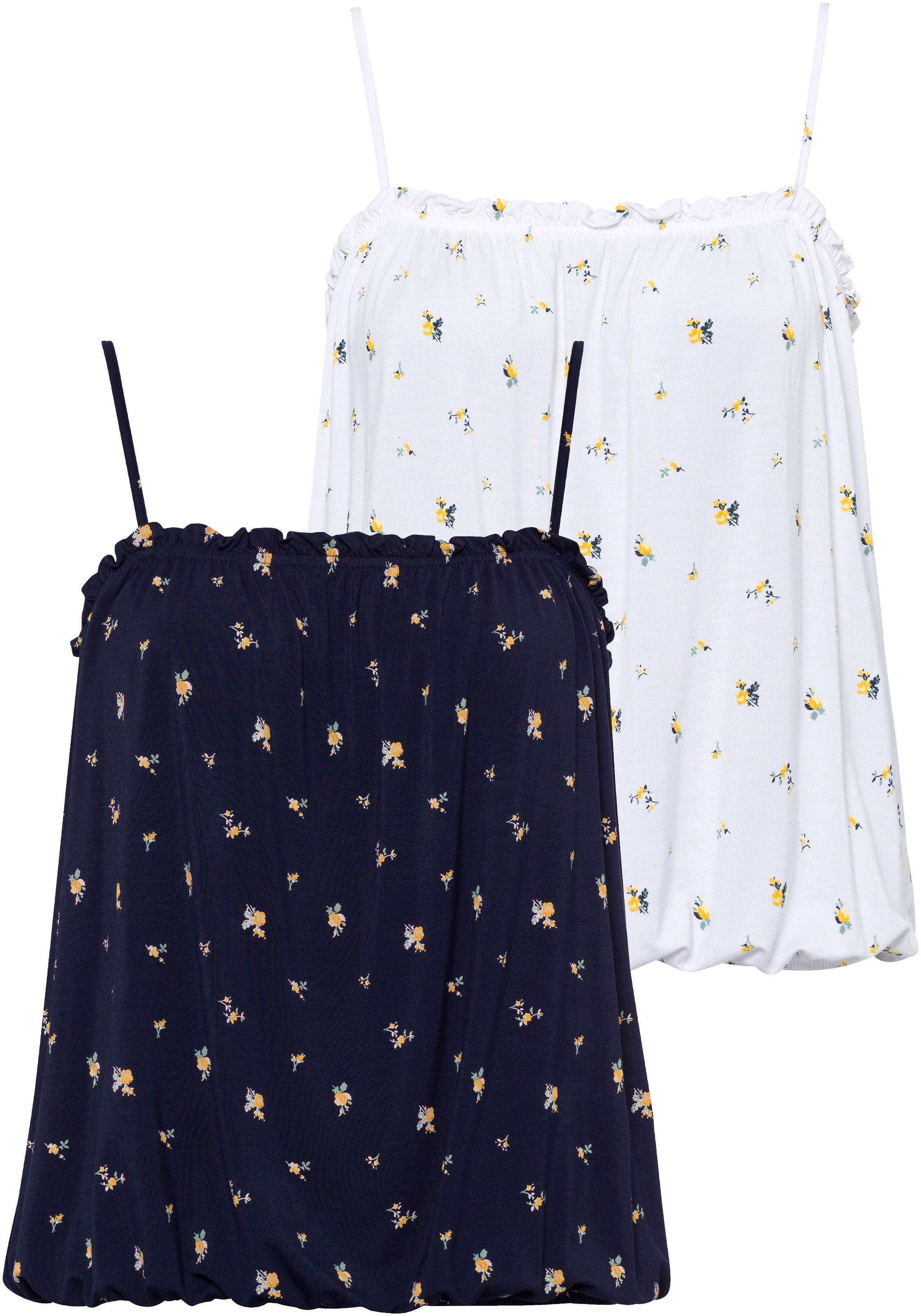 Image of Vivance Spaghettitop, (2er-Pack), Ausschnitt mit femininen Rüschen bei Ackermann Versand Schweiz