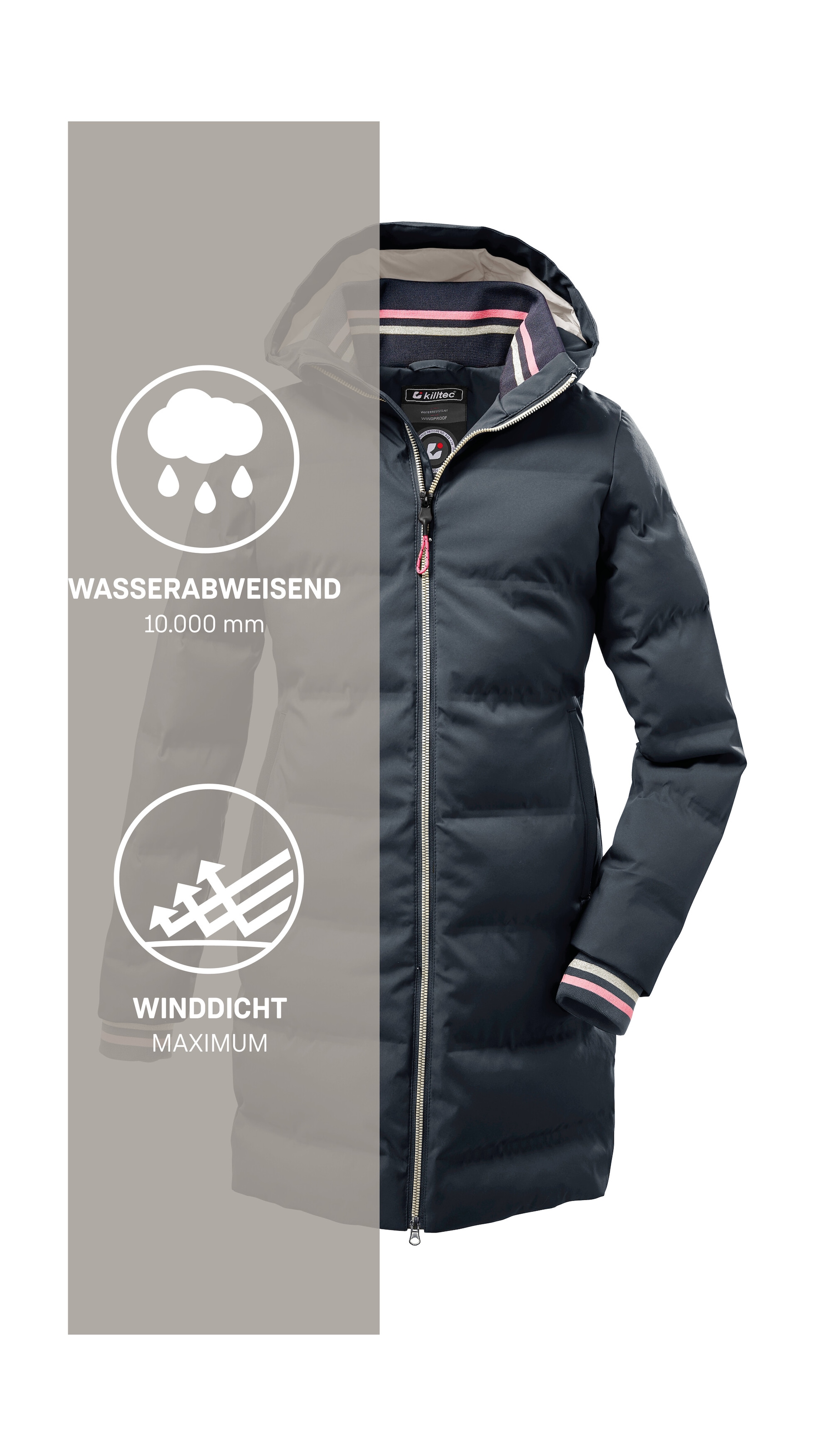 Killtec Manteau matelassé »KOW 33 GRLS QLTD CT« winddicht, wasserabweisend, atmungsaktiv, 2-Wege-Reissverschluss