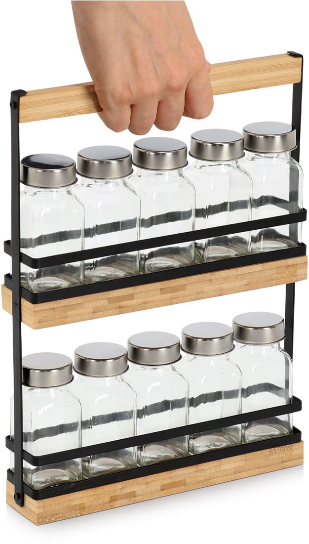 Zeller Present Porte-épices »Set, 11-tlg., Glas/Metall/Bambus« hochwertig, moderner Materialmix