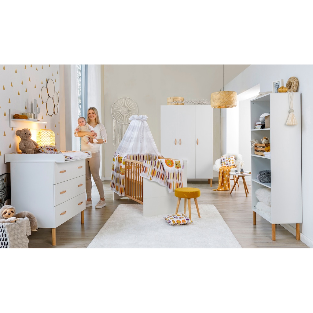Schardt Babyzimmer-Komplettset »Camiel White«, (3 St., Kinderbett, Kleiderschrank, Wickelkommode)