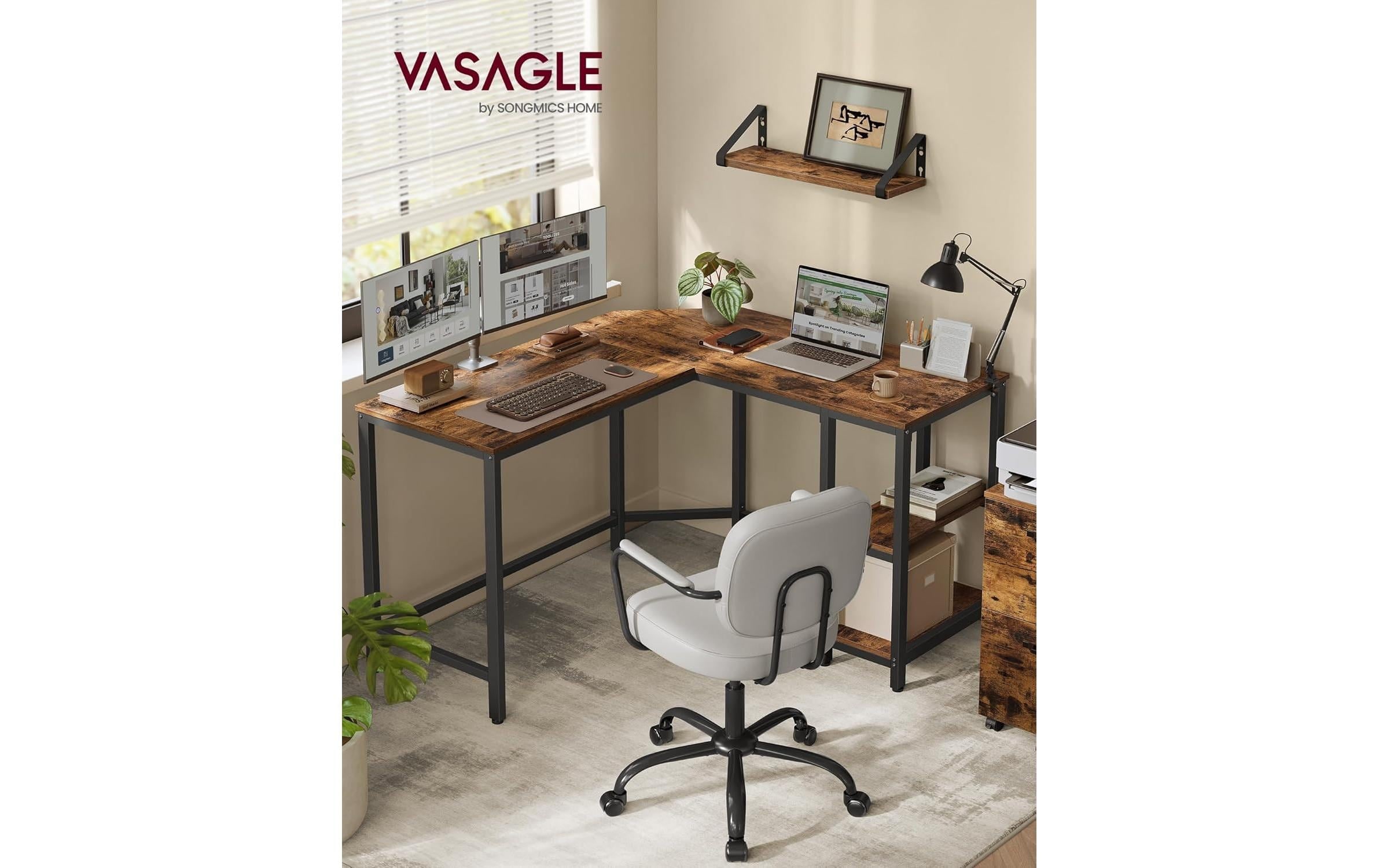 VASAGLE Bureau »in L-Form 120 x 130 x 76 cm«