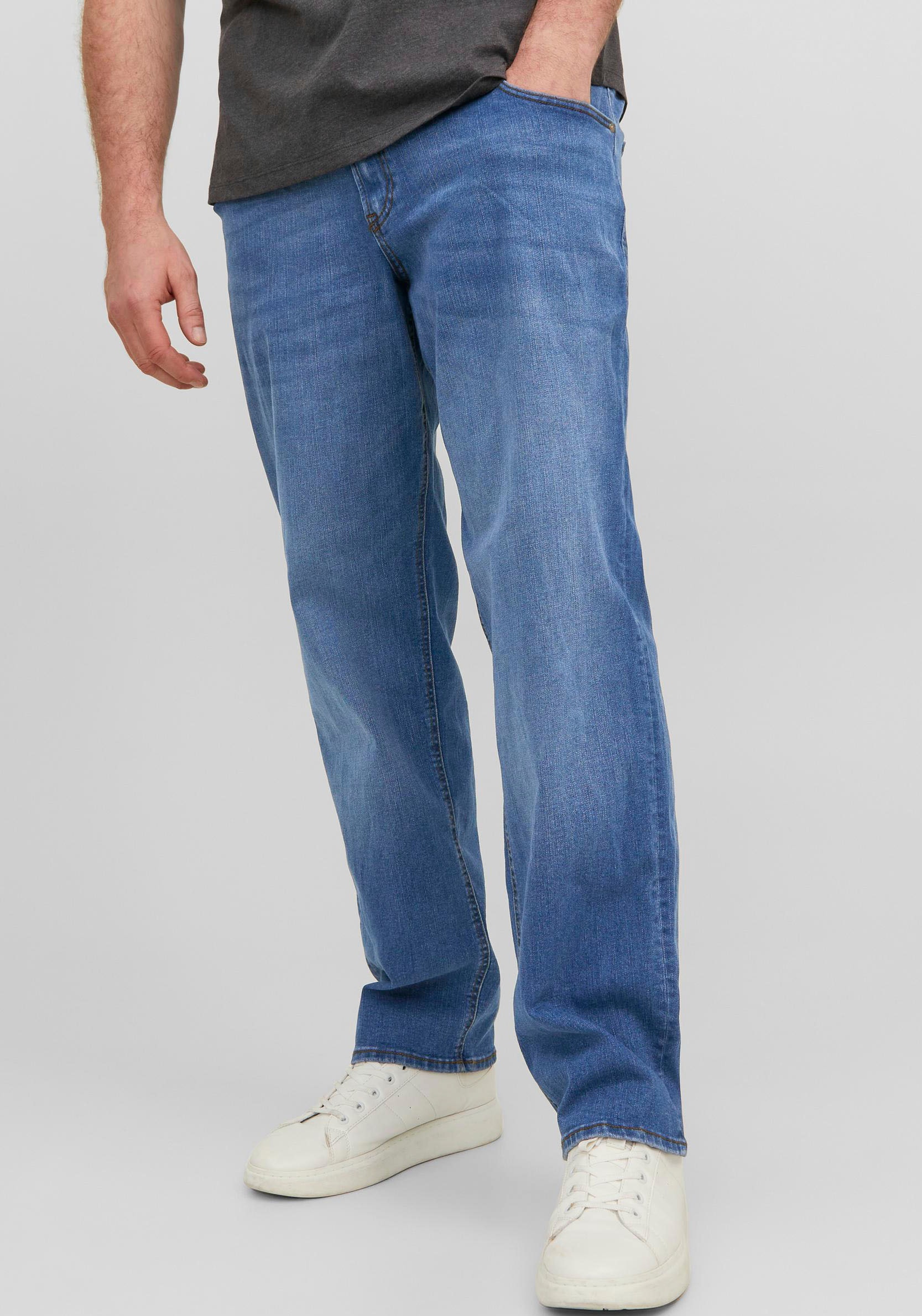 Jack & Jones PlusSize Tapered-fit-Jeans »JJIMIKE mit Abriebeffekten und funktionalen Taschen« mit Used-Optik