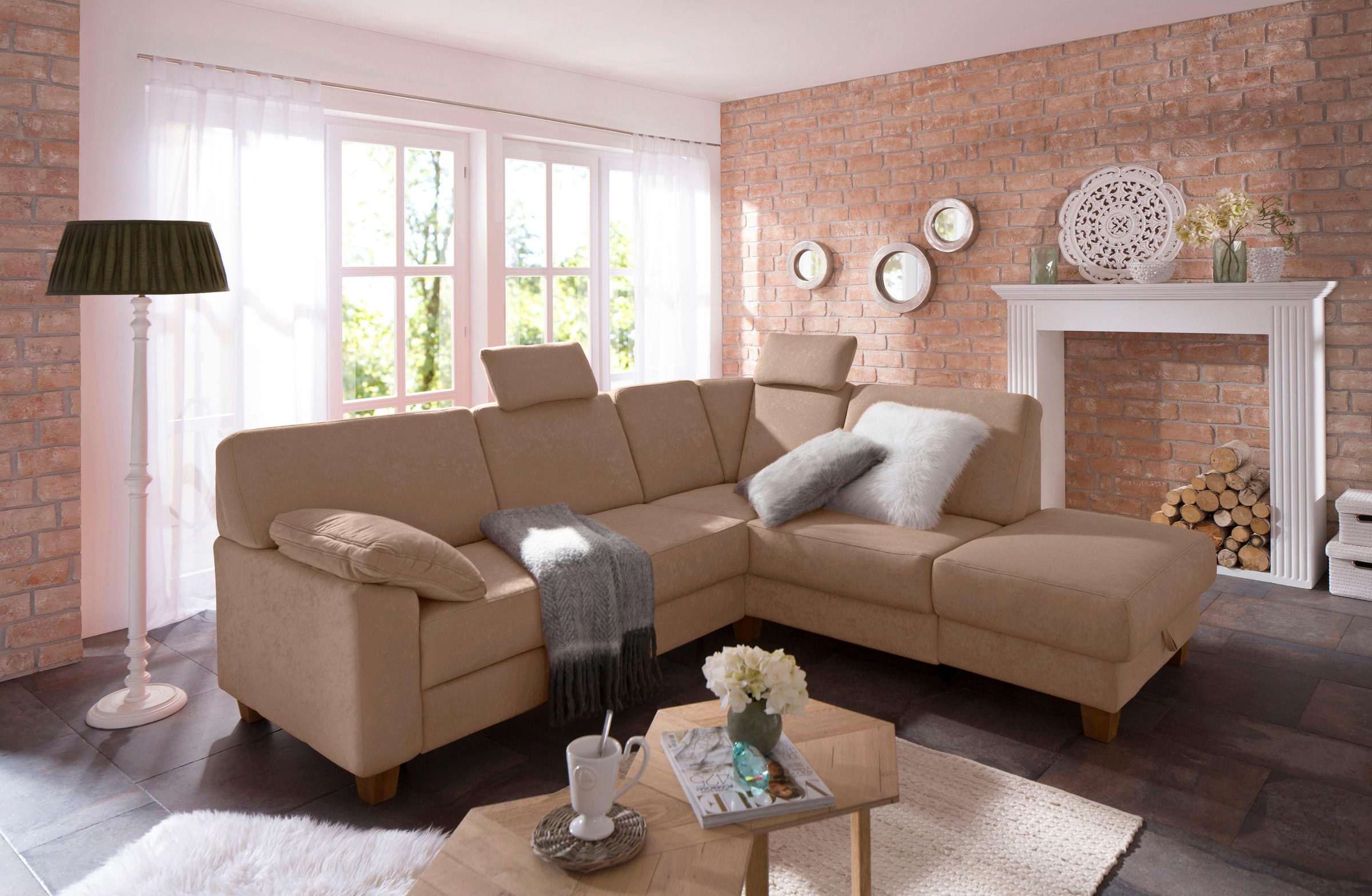 Home affaire Ecksofa »Belfort L-Form«, mit Federkern, wahlweise mit Bettfunktion und Stauraum