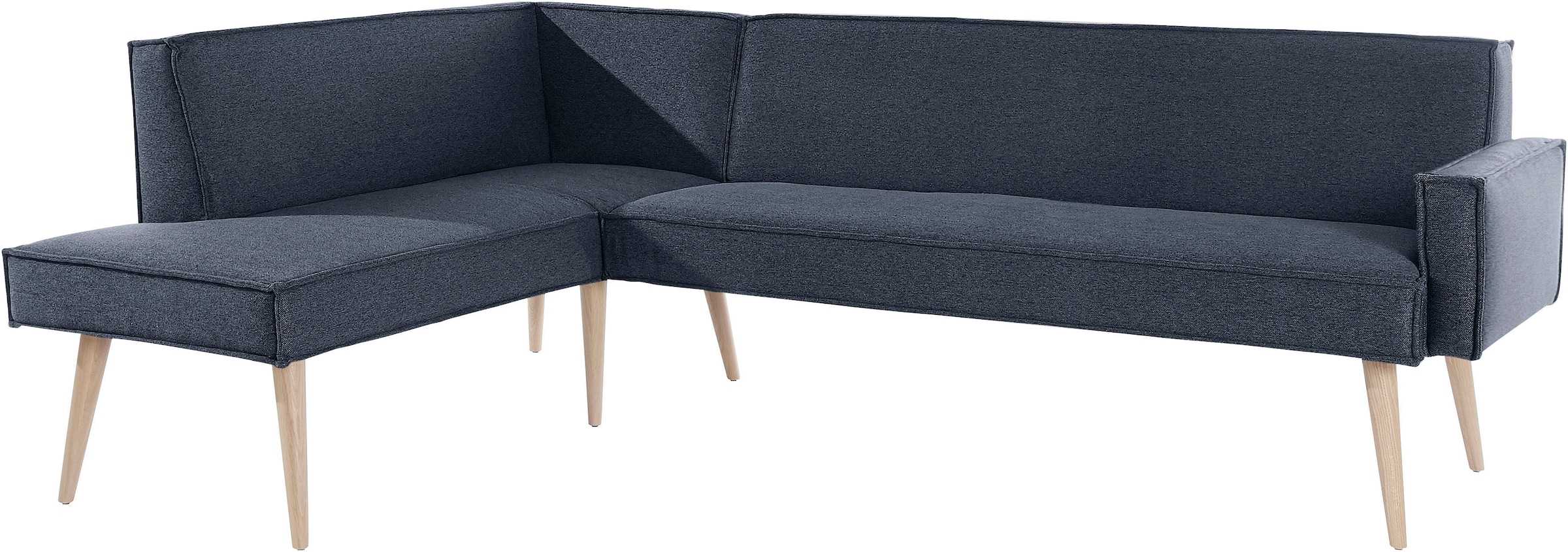 exxpo - sofa fashion Eckbank »Lungo, moderne Kedernaht, bequem und elegant, hoher Holzfuss«, hochwertige Detailverarbeitung, frei im Raum stellbar