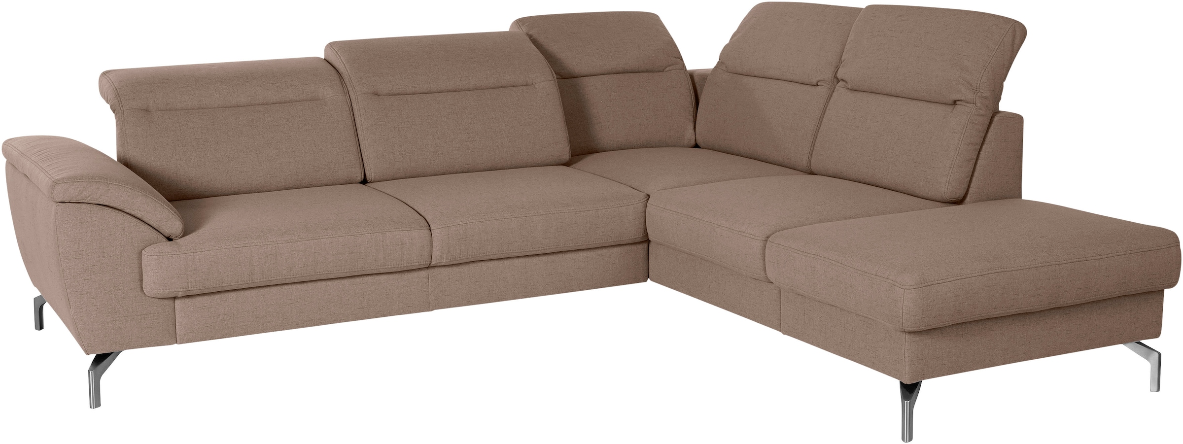 sit&more Ecksofa »Percy L-Form«, 15 cm Fusshöhe, Sitztiefenverstellung, wahlweise in 2 Fussfarben