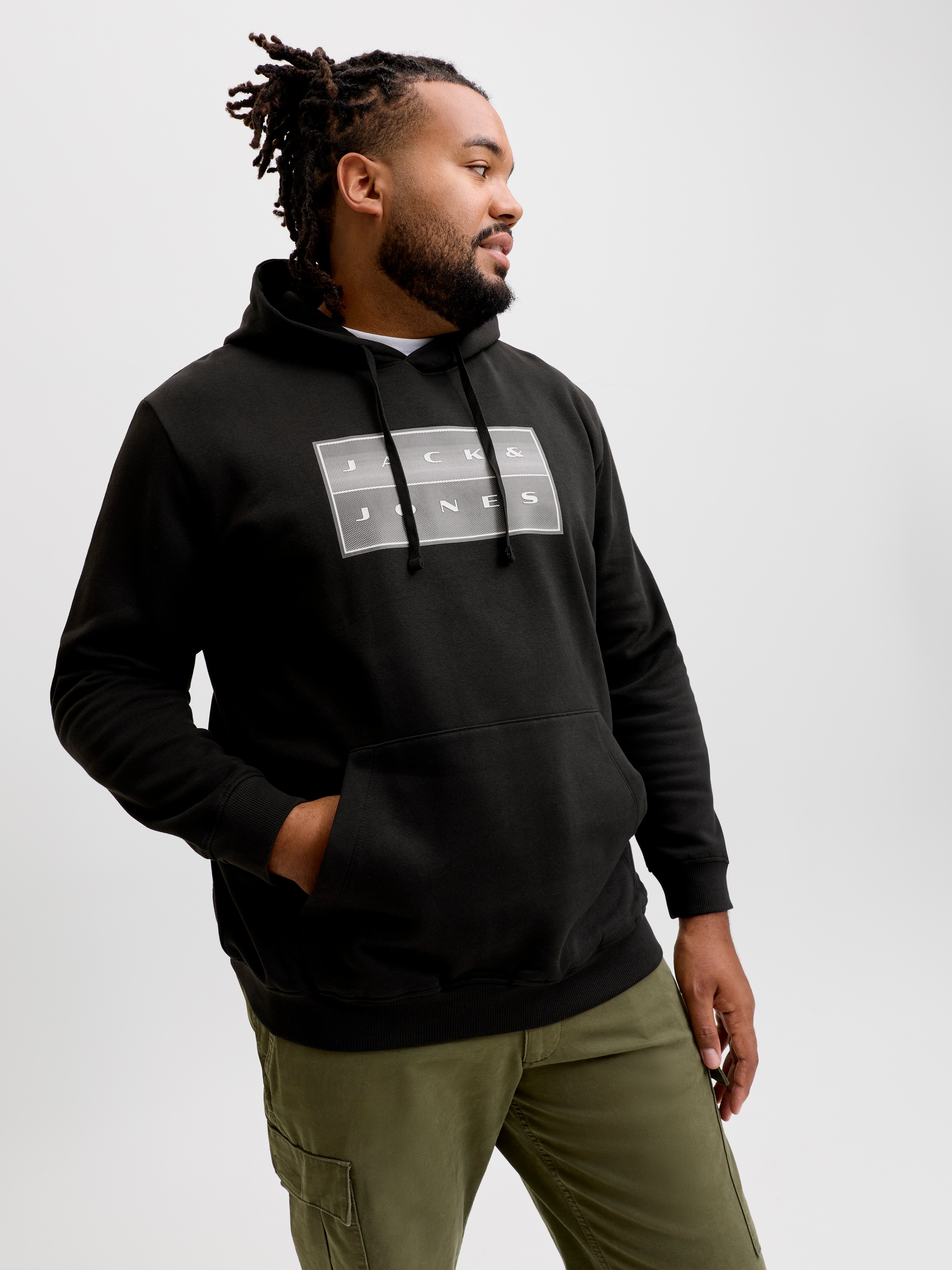 Jack & Jones PlusSize Sweat à capuche »JCOFUSION BOX SWEAT HOOD PLS«, mélange coton, coupe régulière
