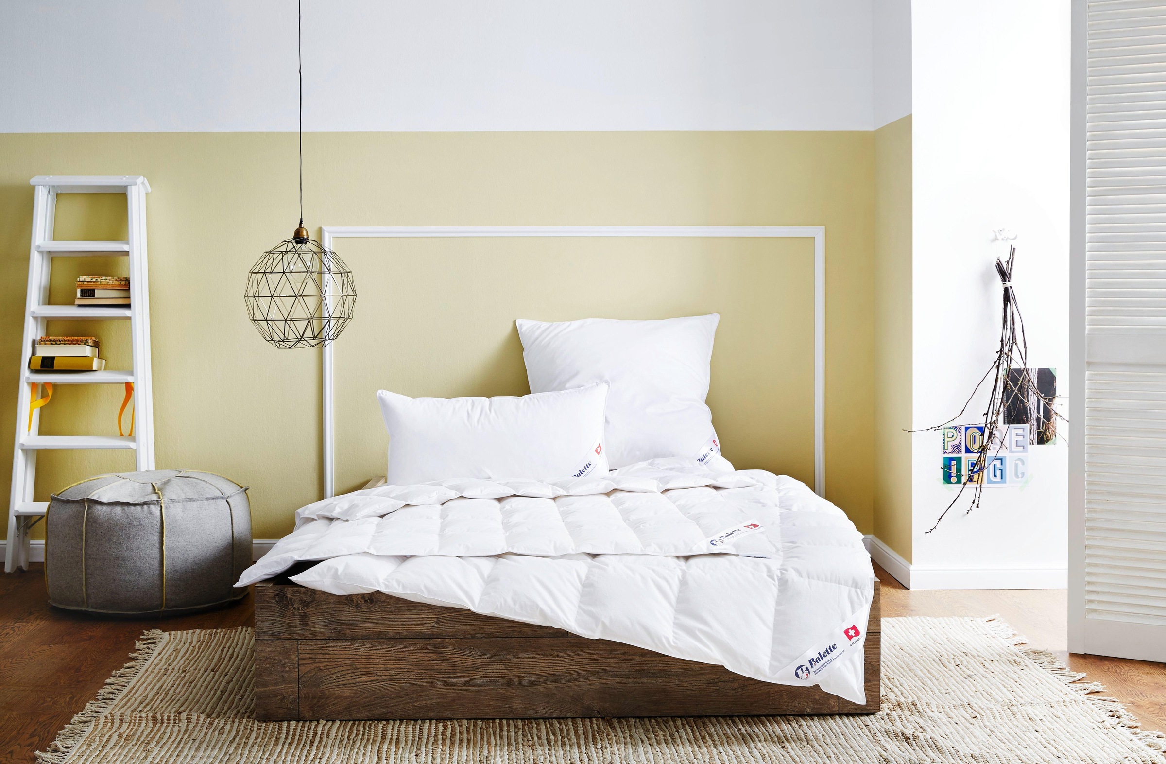 Image of Balette Gänsedaunenbettdecke »Kassettenduvet + 1 Gratis Kissen, Balette, »Emilia««, extrawarm, Füllung neue, reine Gänsefederchen, weiss, Bezug 100% Baumwolle, (1 St.) bei Ackermann Versand Schweiz