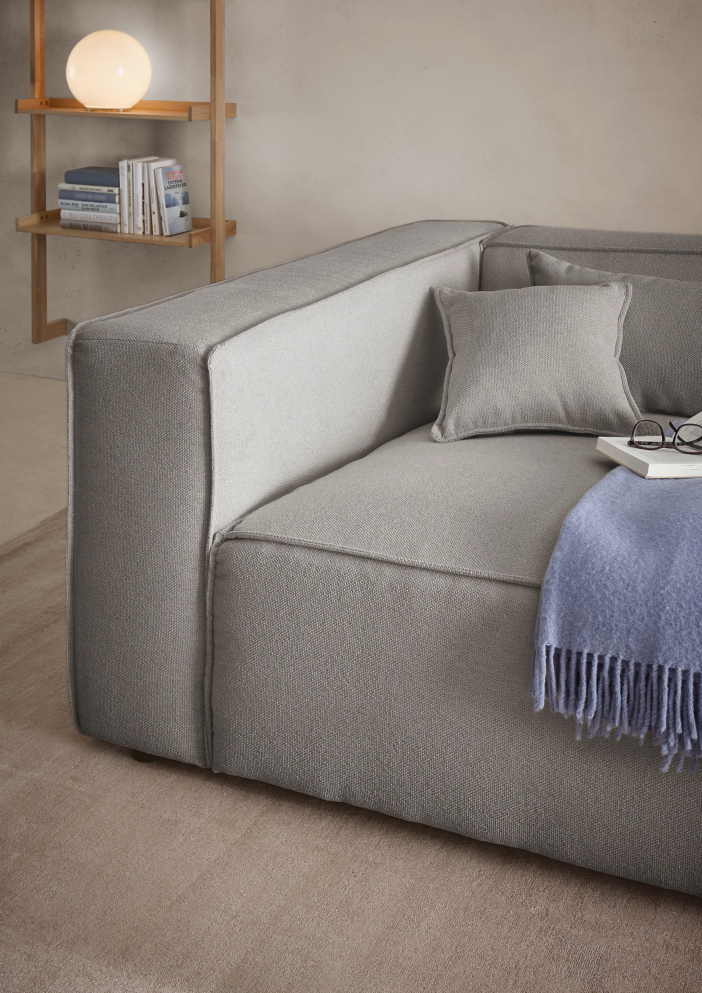 LeGer Home by Lena Gercke 3-Sitzer »PIARA XXL, Sofa mit Kedernaht in Cord, Leinenoptik o. Strukturstoff«, schwarze Füsse, bequemer Sitzkomfort, extra tiefe Sitzfläche