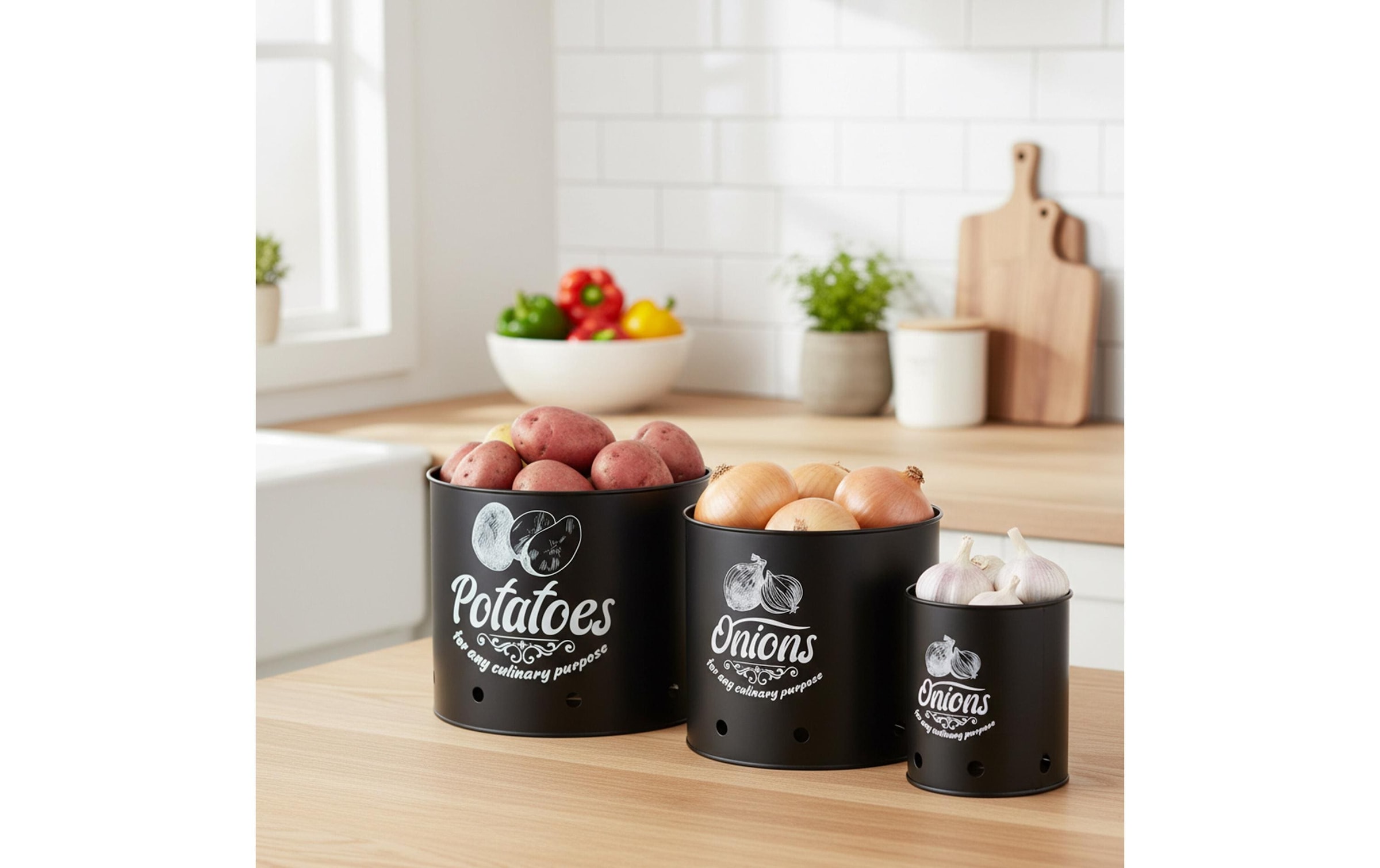 relaxdays Aufbewahrungsbox »3er Set Bambusdeckel rund«