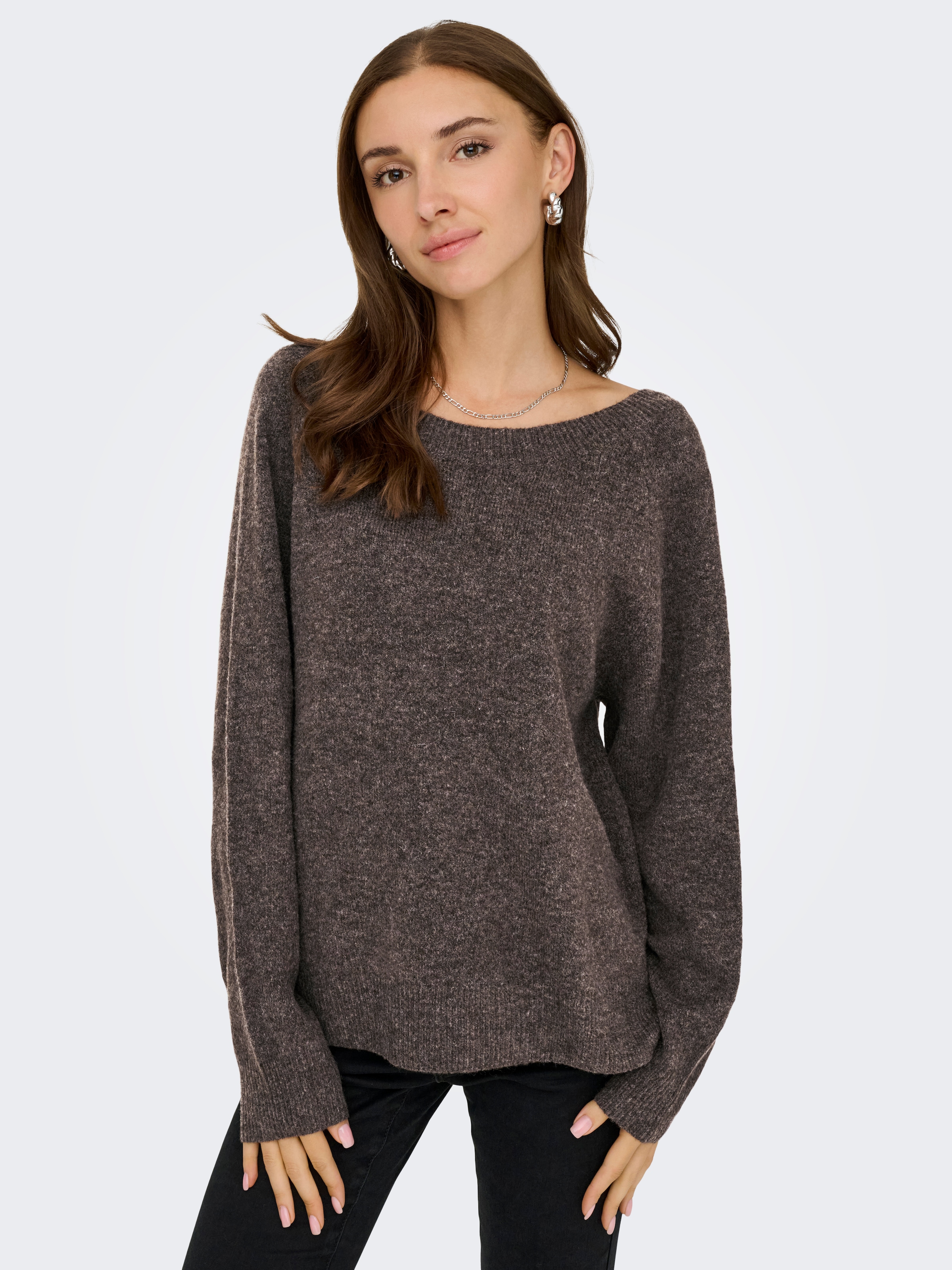 ONLY Strickpullover »ONLRENE LS V-NECK REVERSIBEL KNT NOOS« Materialmix, regular fit