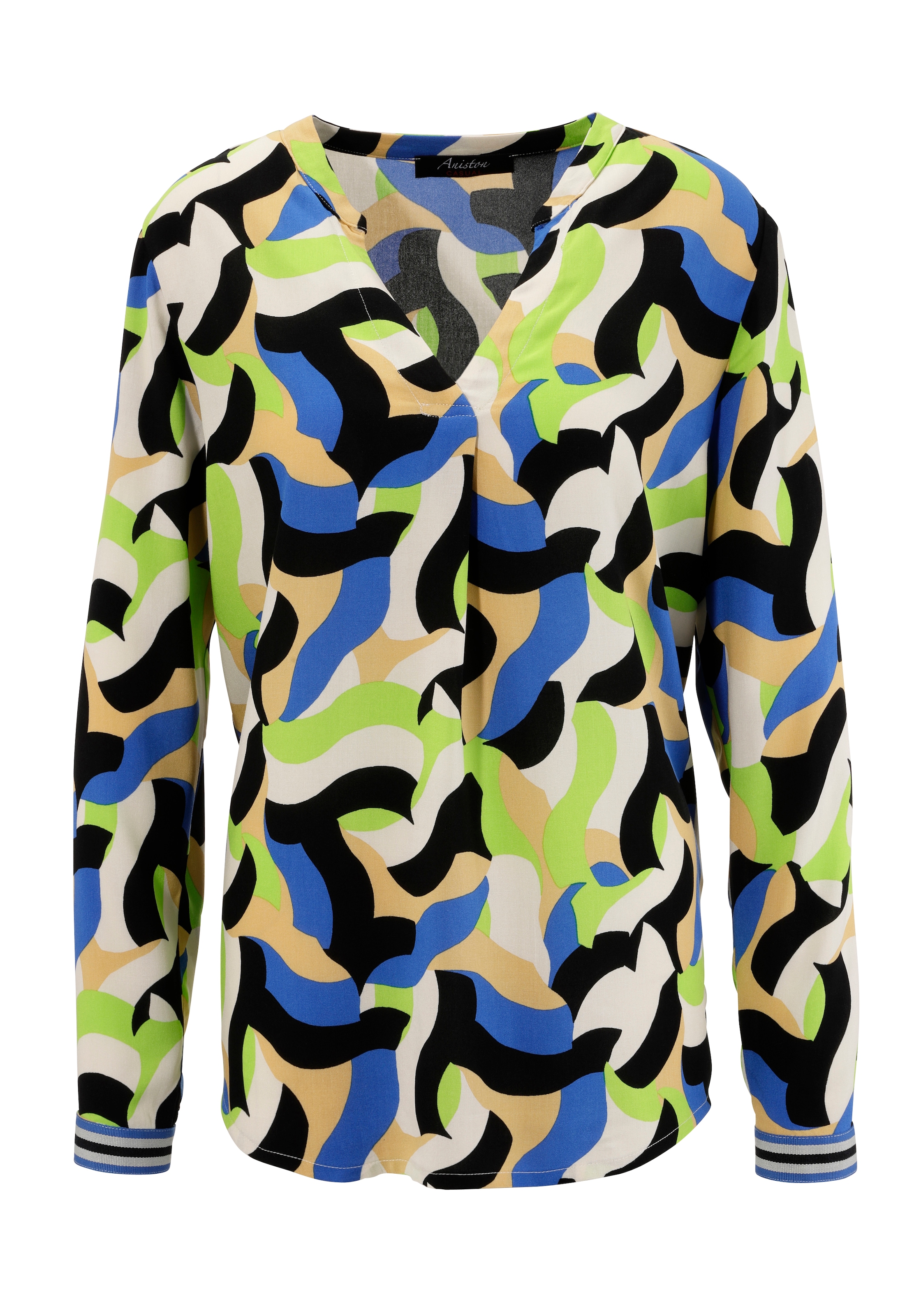 Aniston CASUAL Schlupfbluse, mit trendfarbenen, graphischen Druck