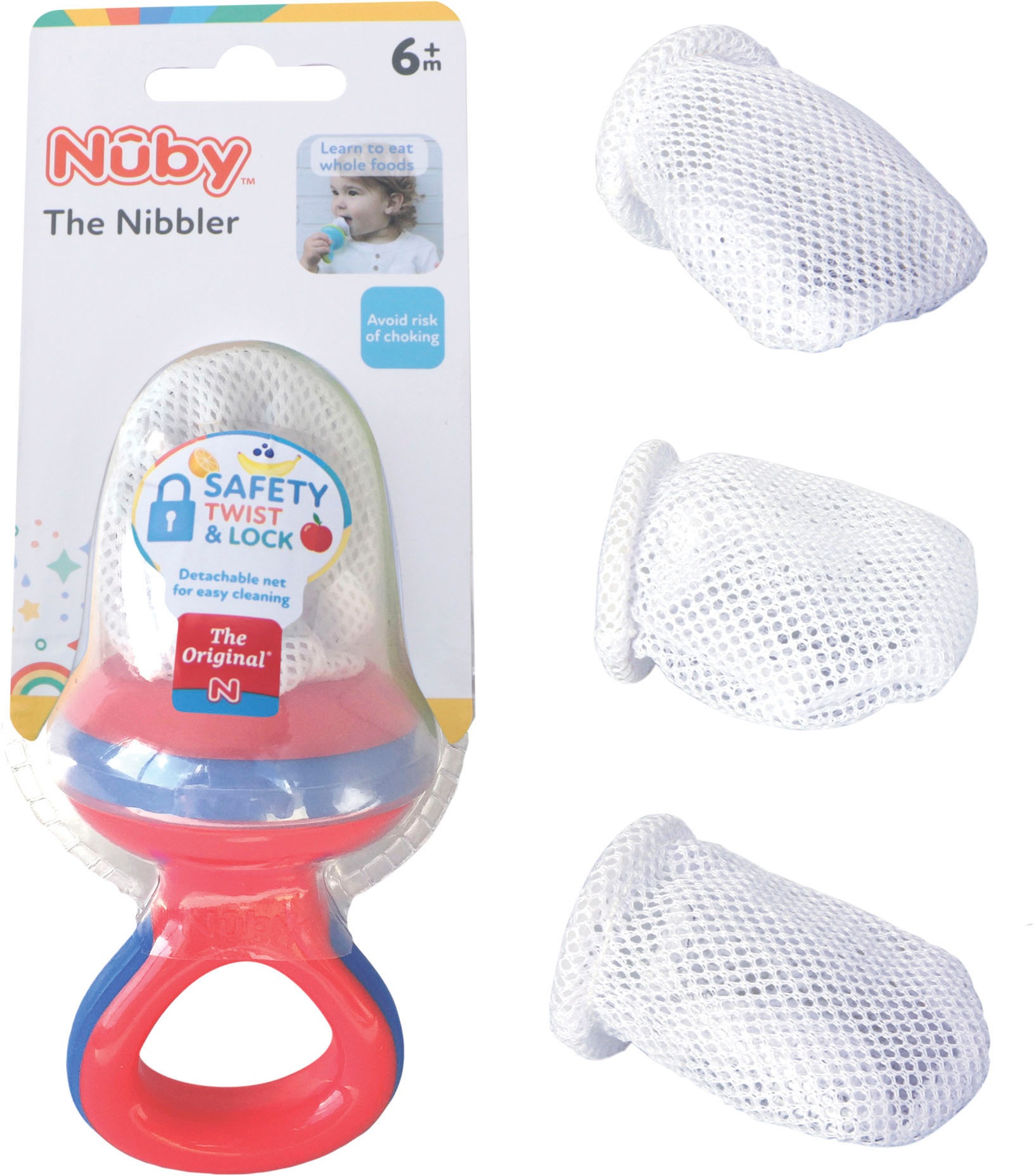 Nuby Schnuller »Fruchtsauger, rot + 3 Ersatznetze«