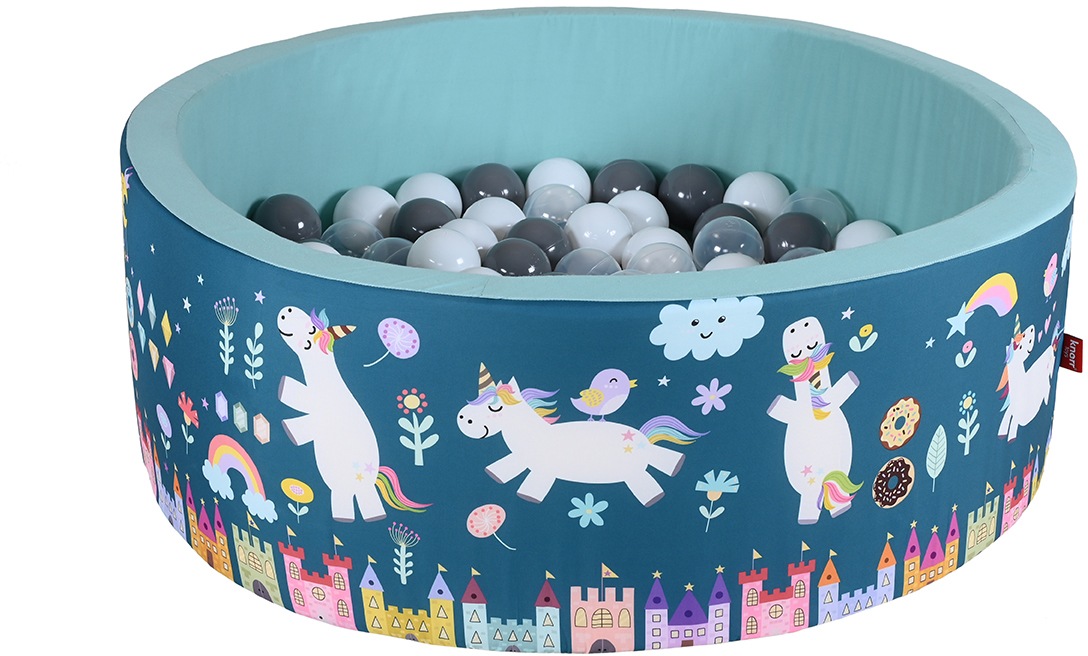 Image of Knorrtoys® Bällebad »Soft, Unicorn Petrol«, mit 150 Bällen grau/weiss/transparent; Made in Europe bei Ackermann Versand Schweiz