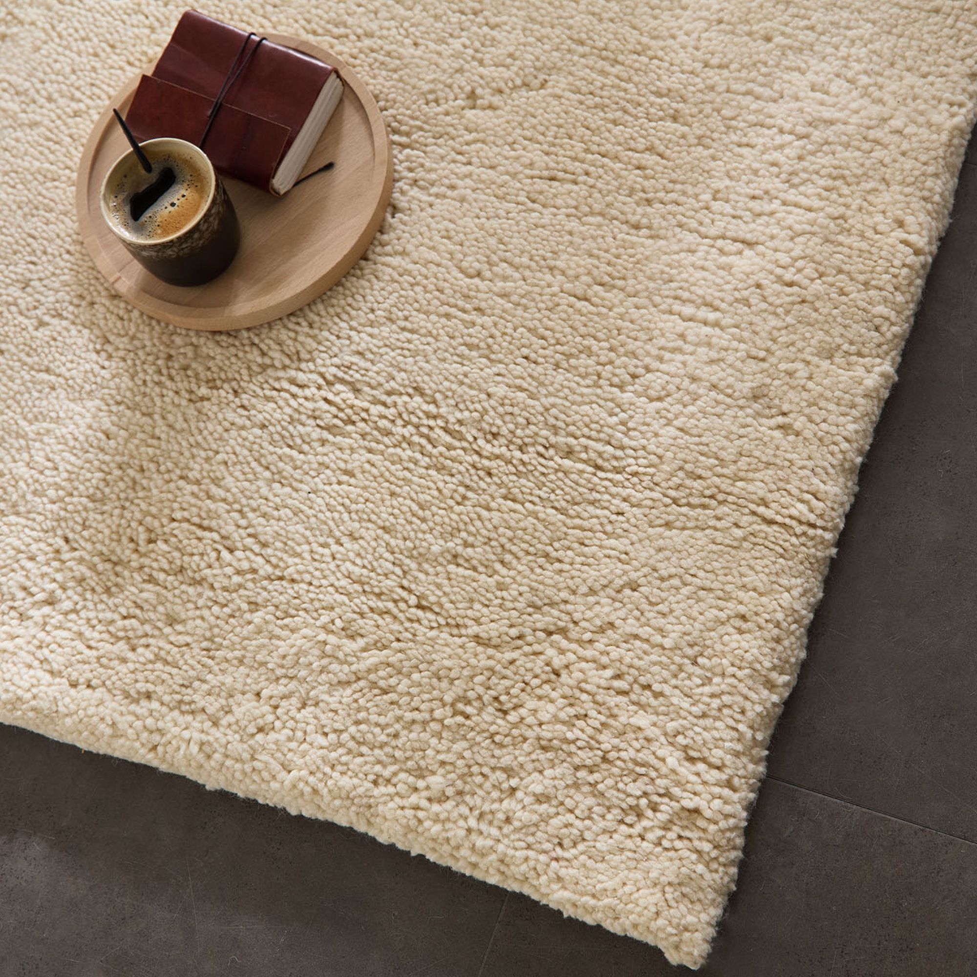 THEKO Tapis en laine »Hadj Uni« Rectangulaire 25 mm Höhe Véritable tapis berbère, pure laine, chiné, noué main