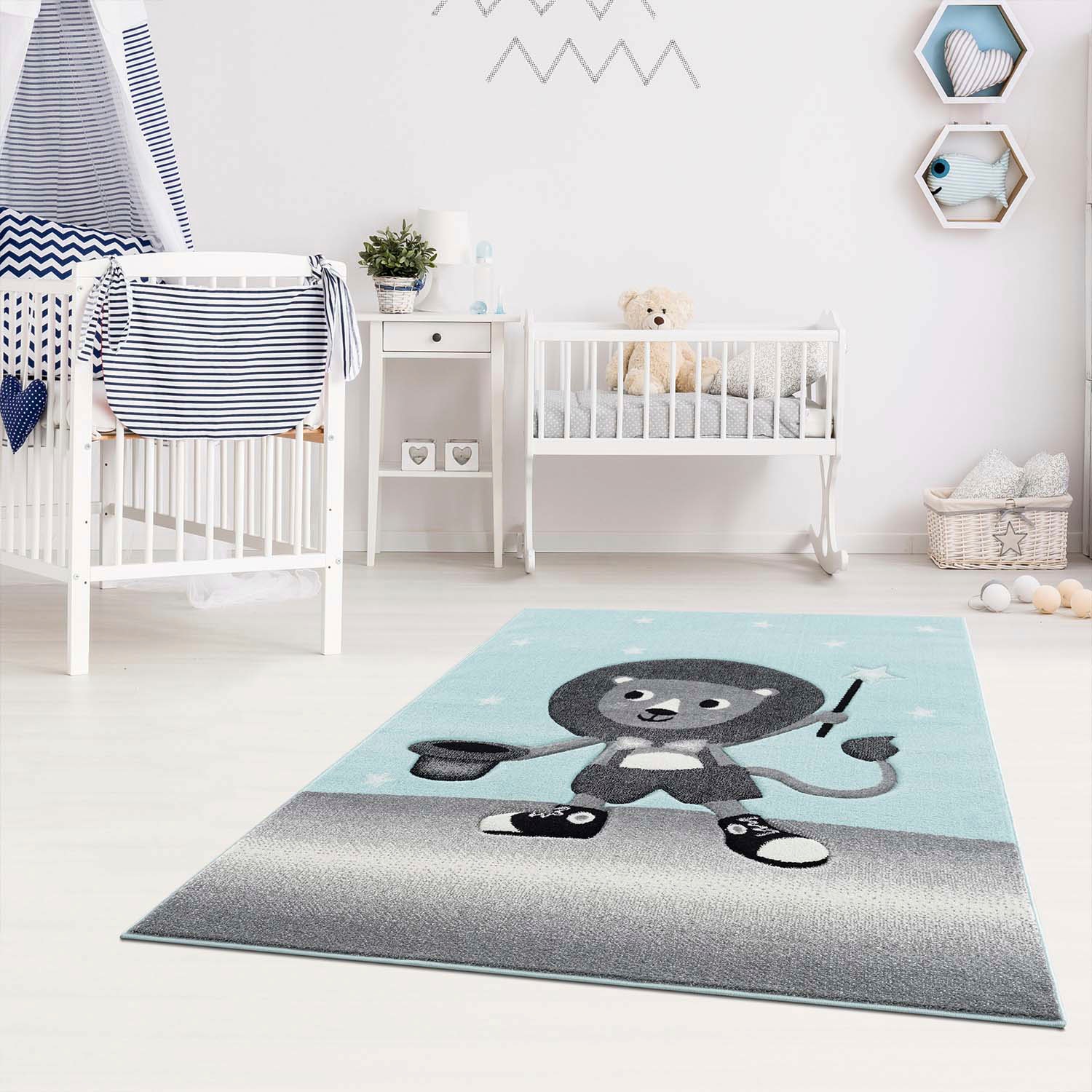 Image of Carpet City Kinderteppich "Bueno Kids 9378" rechteckig 11 mm Höhe Spielteppich, Löwe, Boot, 3D-Effekt, Weicher Flor, Pflegeleicht