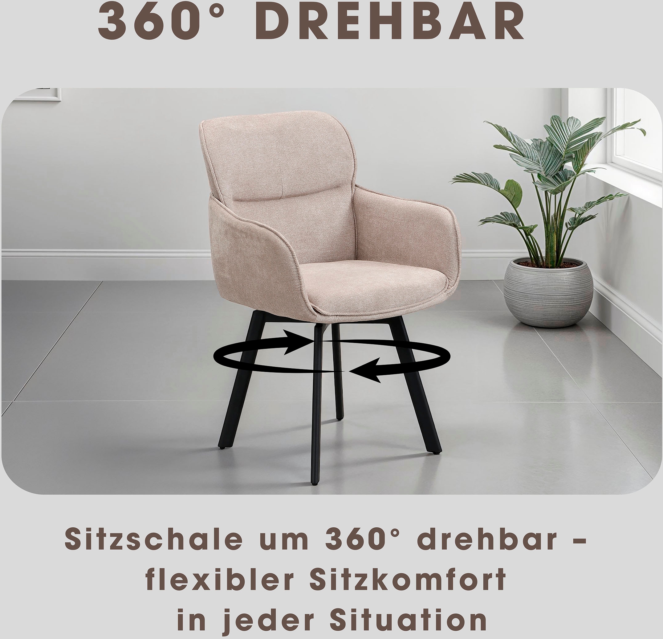 byLIVING Chaise de salle à manger »Rico« (Set) 2 cuis360 Grad drehbar in verschiedenen Farben erhältlich