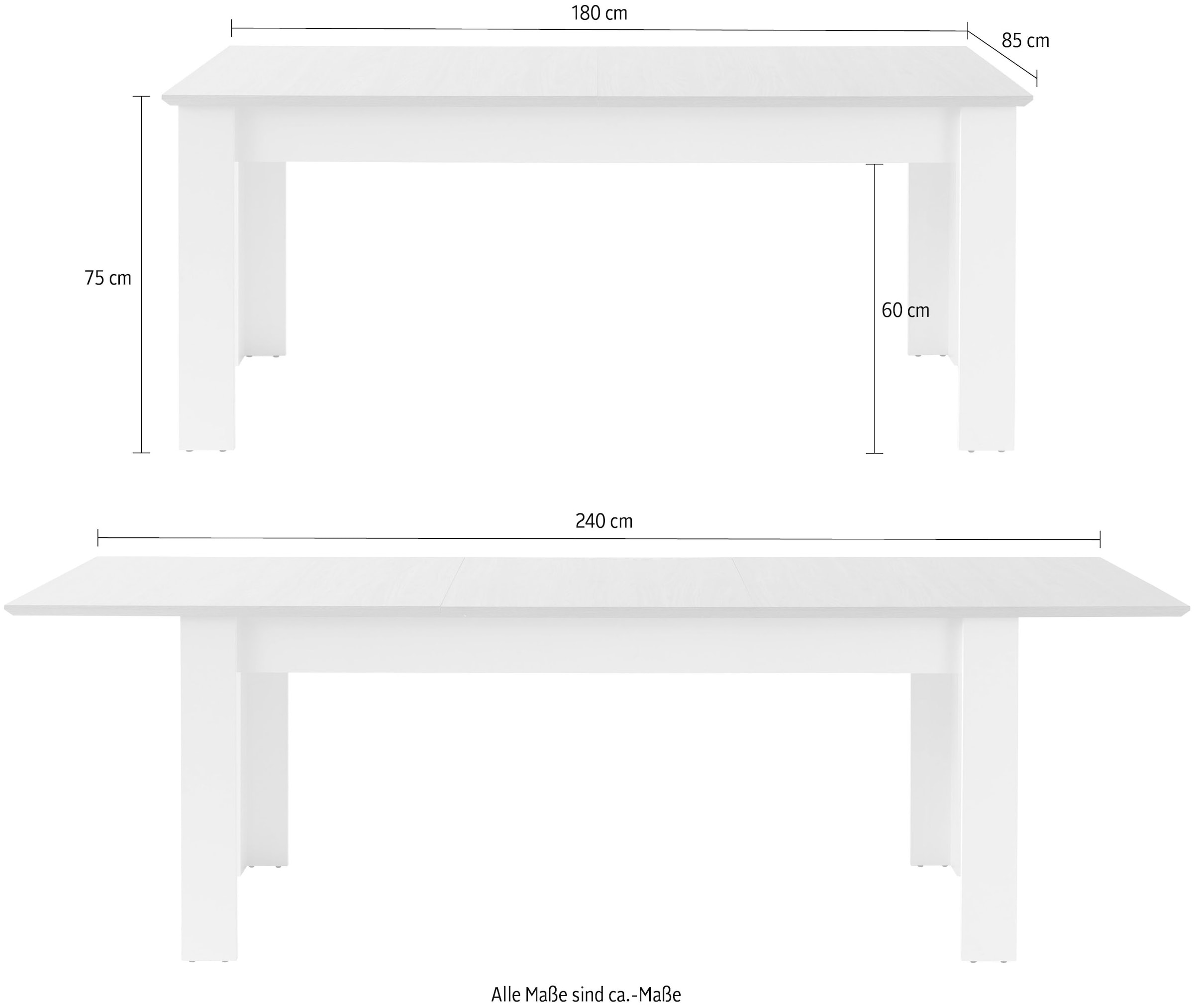 GOODproduct Esstisch »Brest, Tisch im Landhausstil, Wohnzimmertisch, Küchentisch« mit Auszugsfunktion, 180 cm ausziehbar auf 240 cm, Einlegeplatte