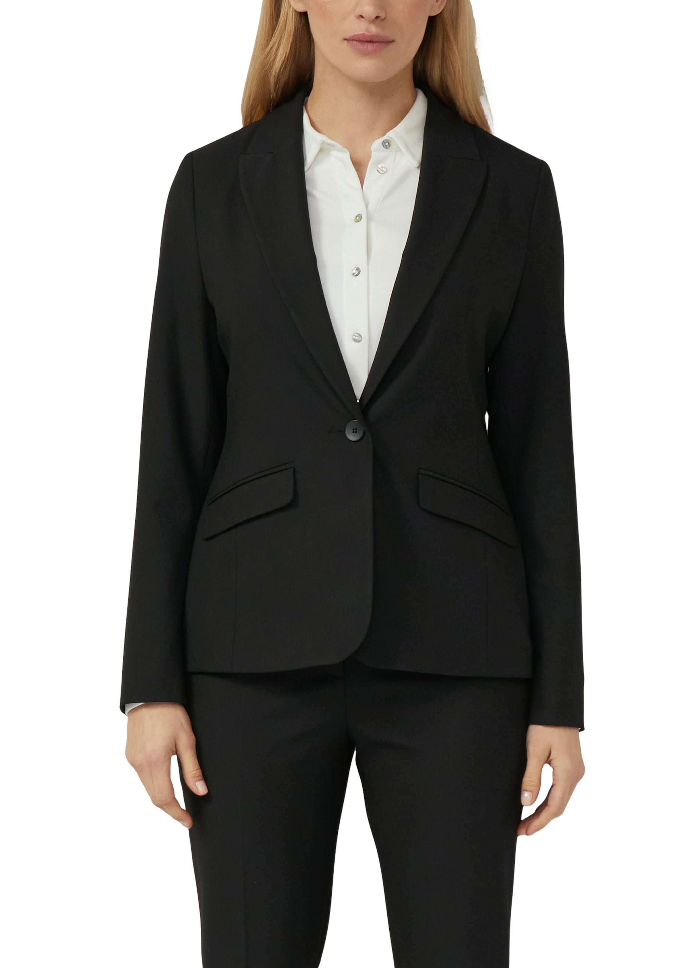 Image of s.Oliver BLACK LABEL Jackenblazer mit 1-Knopf-Verschluss und Viskose-Stretch