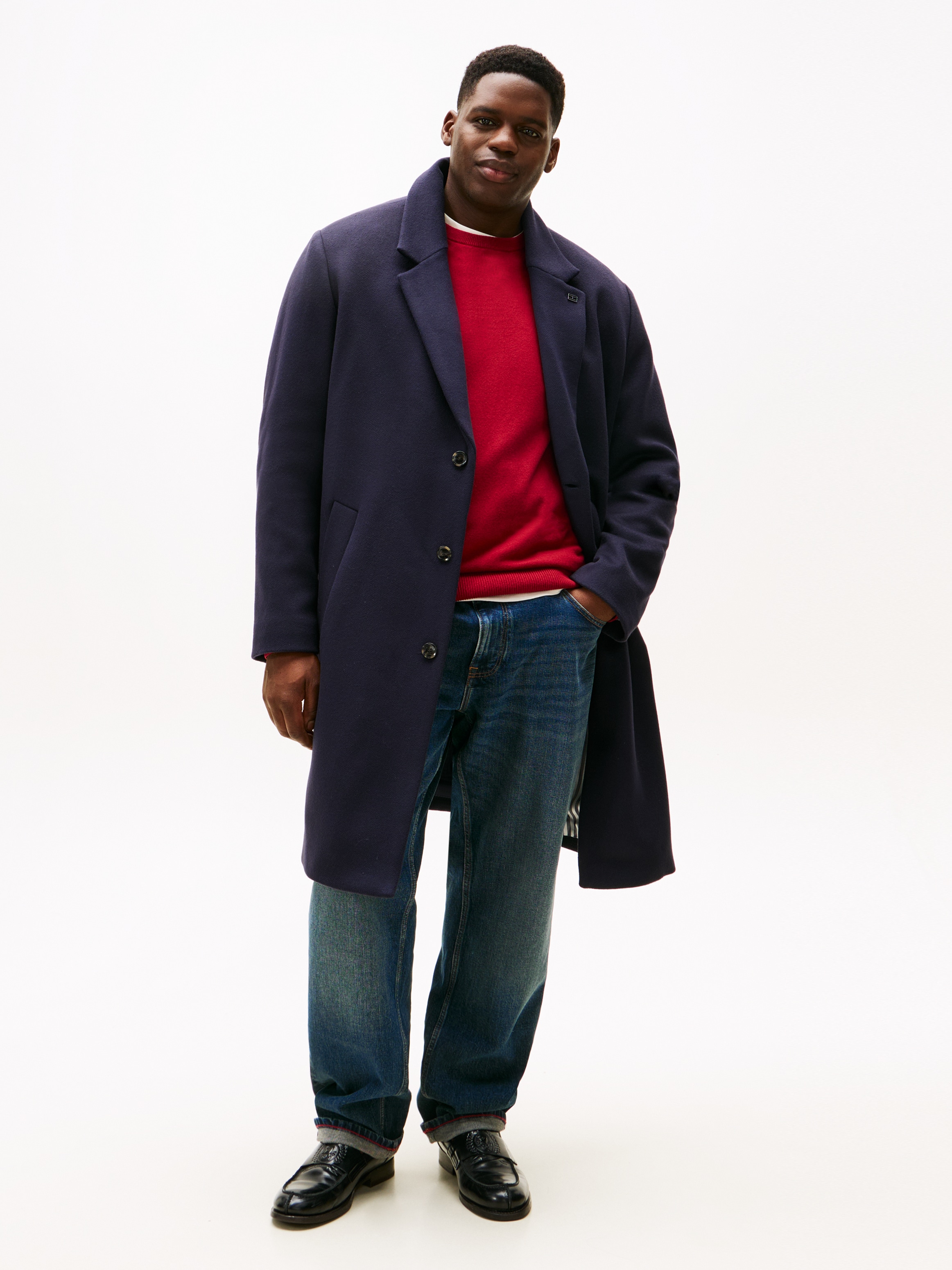 Image of Tommy Hilfiger Big & Tall Wollmantel "BT-DC WOOL MIX" Grosse Grössen, Reverskragen