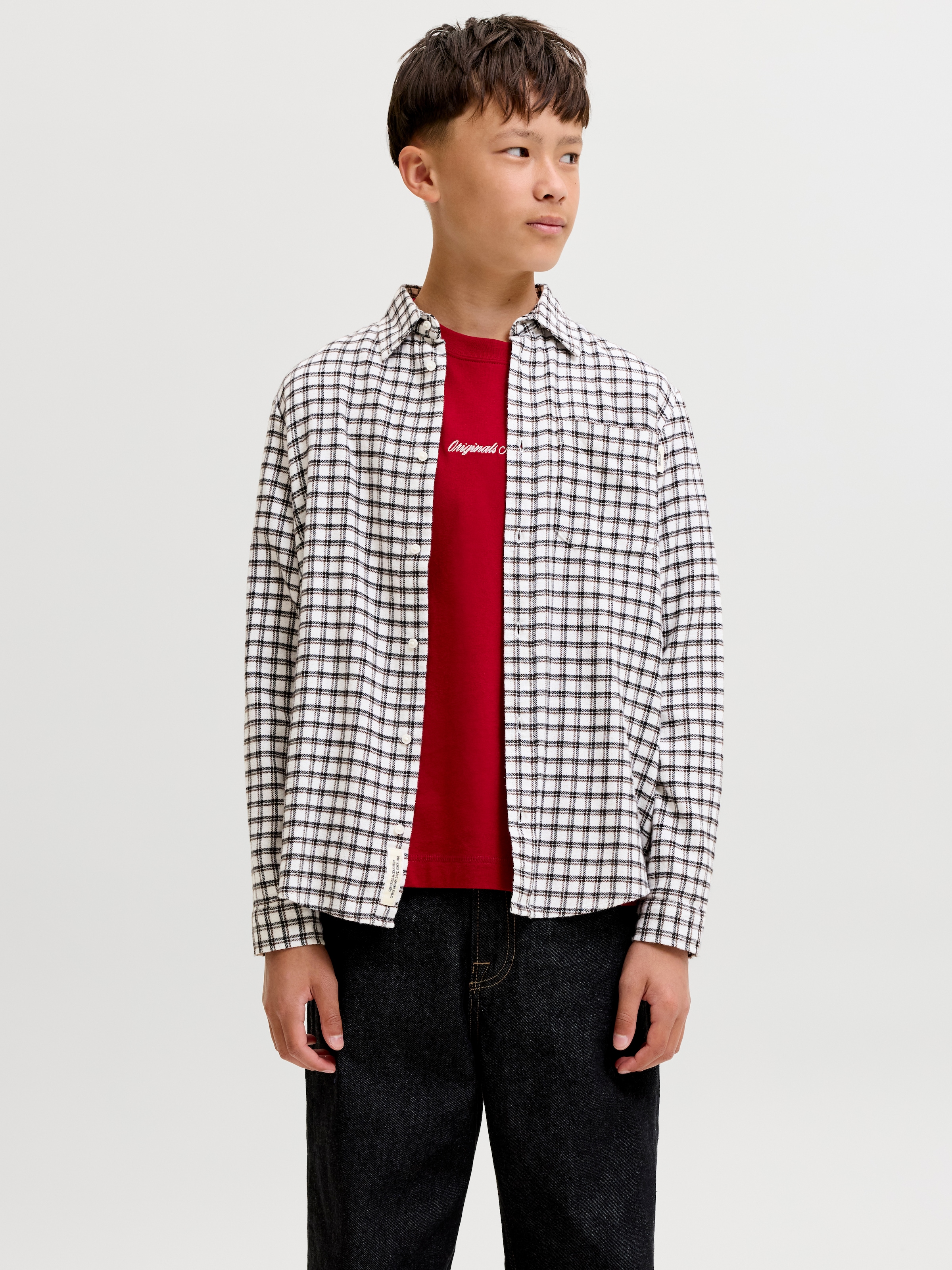 Jack & Jones Junior Langarmhemd »JORFREDERIKSBERG FLANNEL SHIRT L/S JNR« Baumwolle, relaxed fit