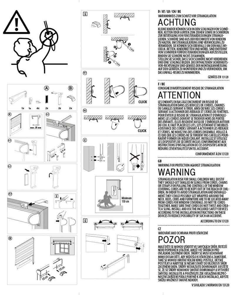 GARDINIA Store à tirage latéral »EASYFIX Doppelrollo mit Montageschiene« blickdicht ohne Bohren Schraubmontage möglich