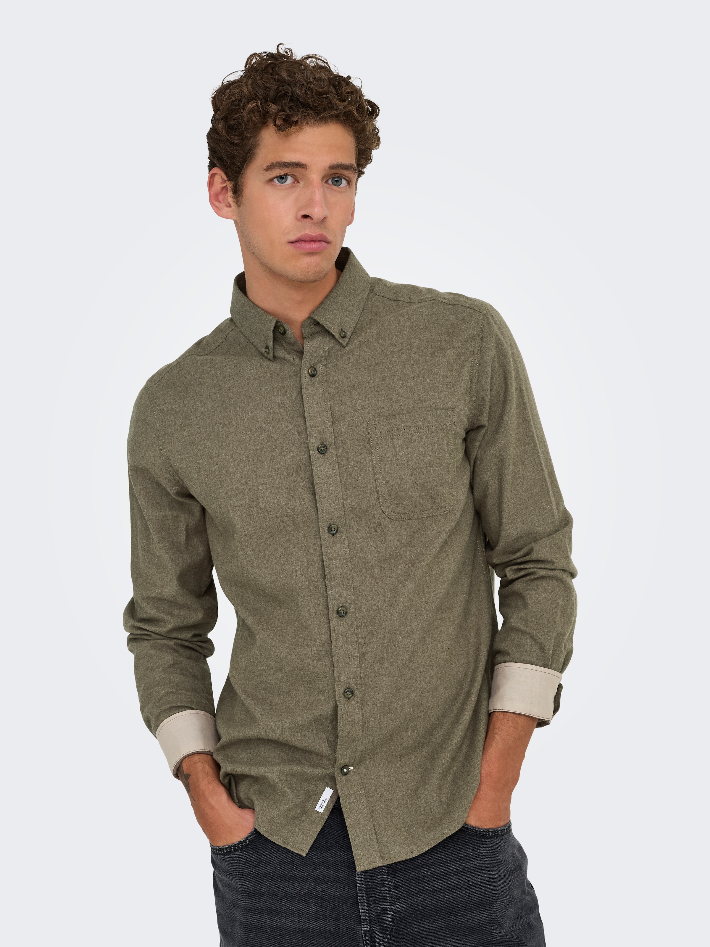 ONLY & SONS Langarmhemd »ONSROAD LIFE REG MELANGE LS SHIRT NOOS«
