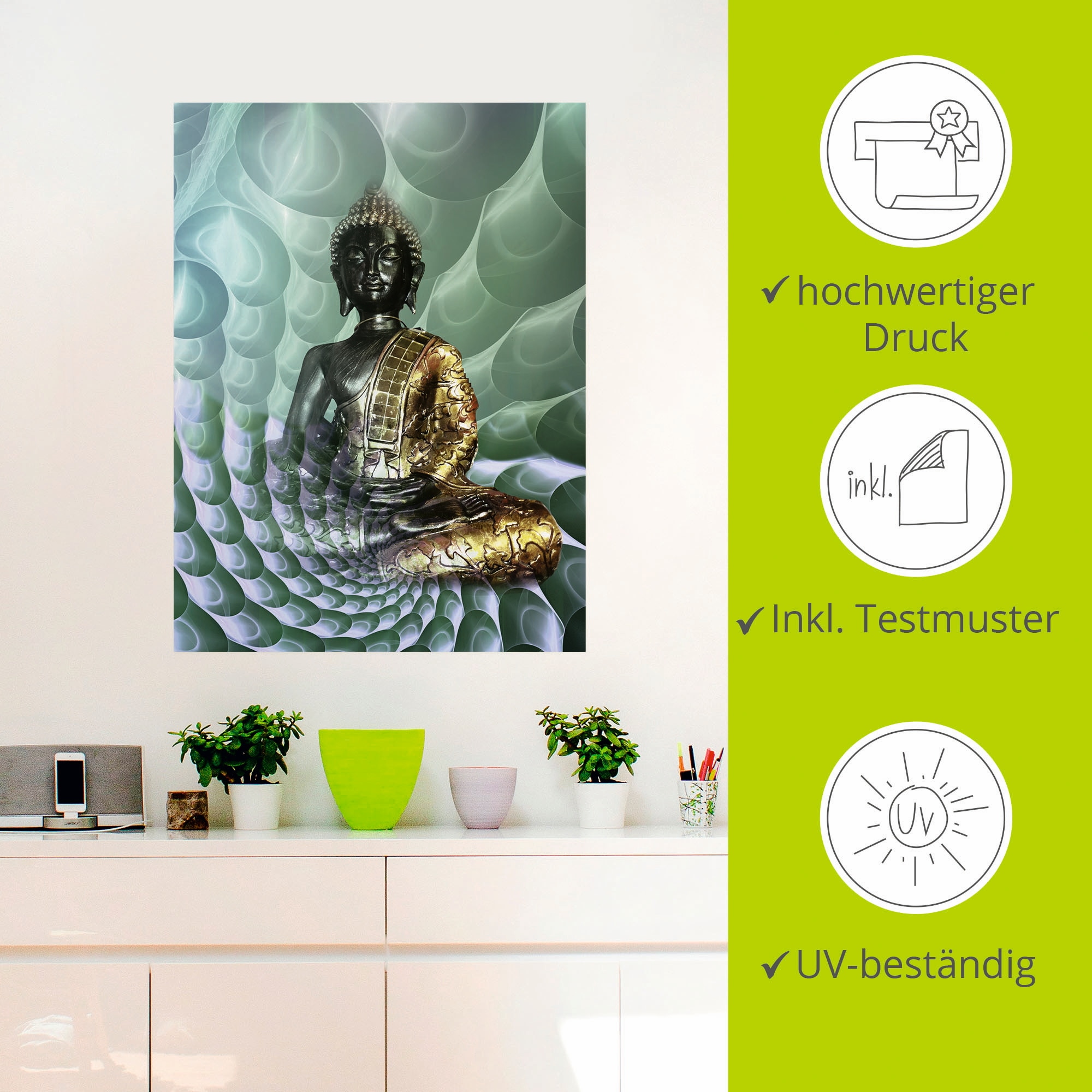 Artland Wandbild »Buddhas Traumwelt CB«, Religion, (1 St.), als Alubild, Outdoorbild, Leinwandbild, Poster, Wandaufkleber