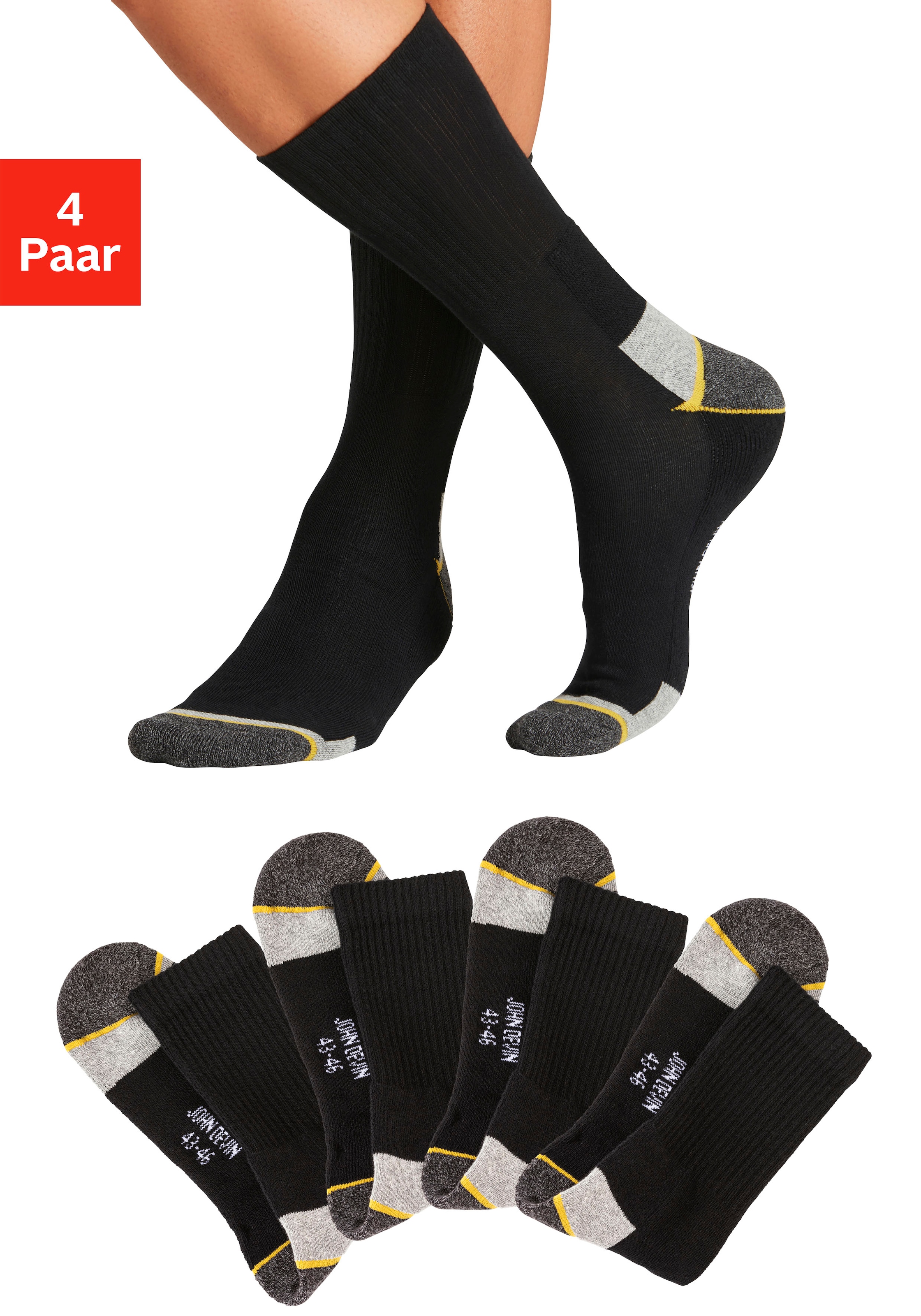Image of John Devin Arbeitssocken Packung, 4 Paar tlg. Mit Hochfersen und Überzehen Plüsch