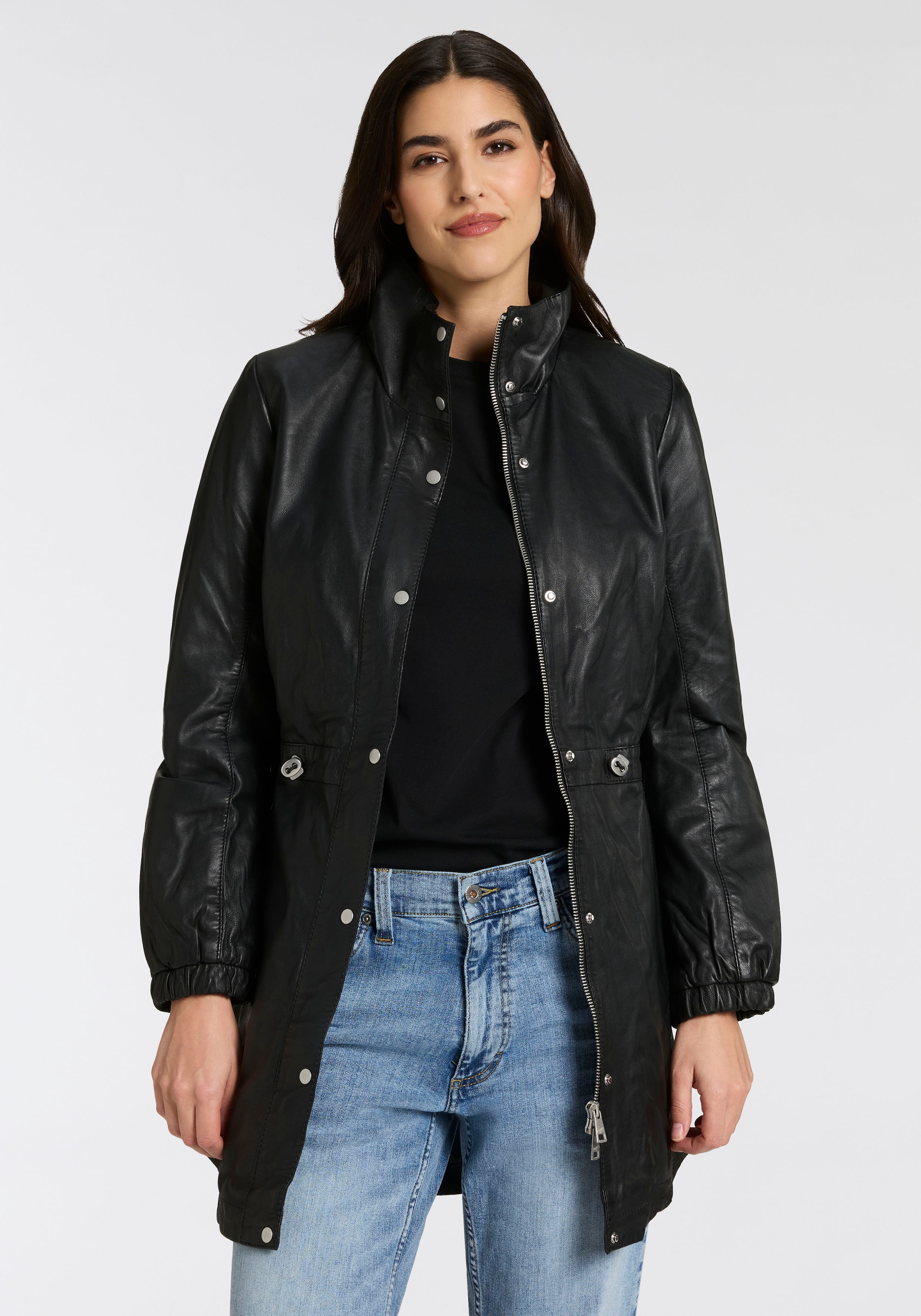 Image of Mauritius Lederjacke "MWCharlott" Mantel mit verstellbarer Taille