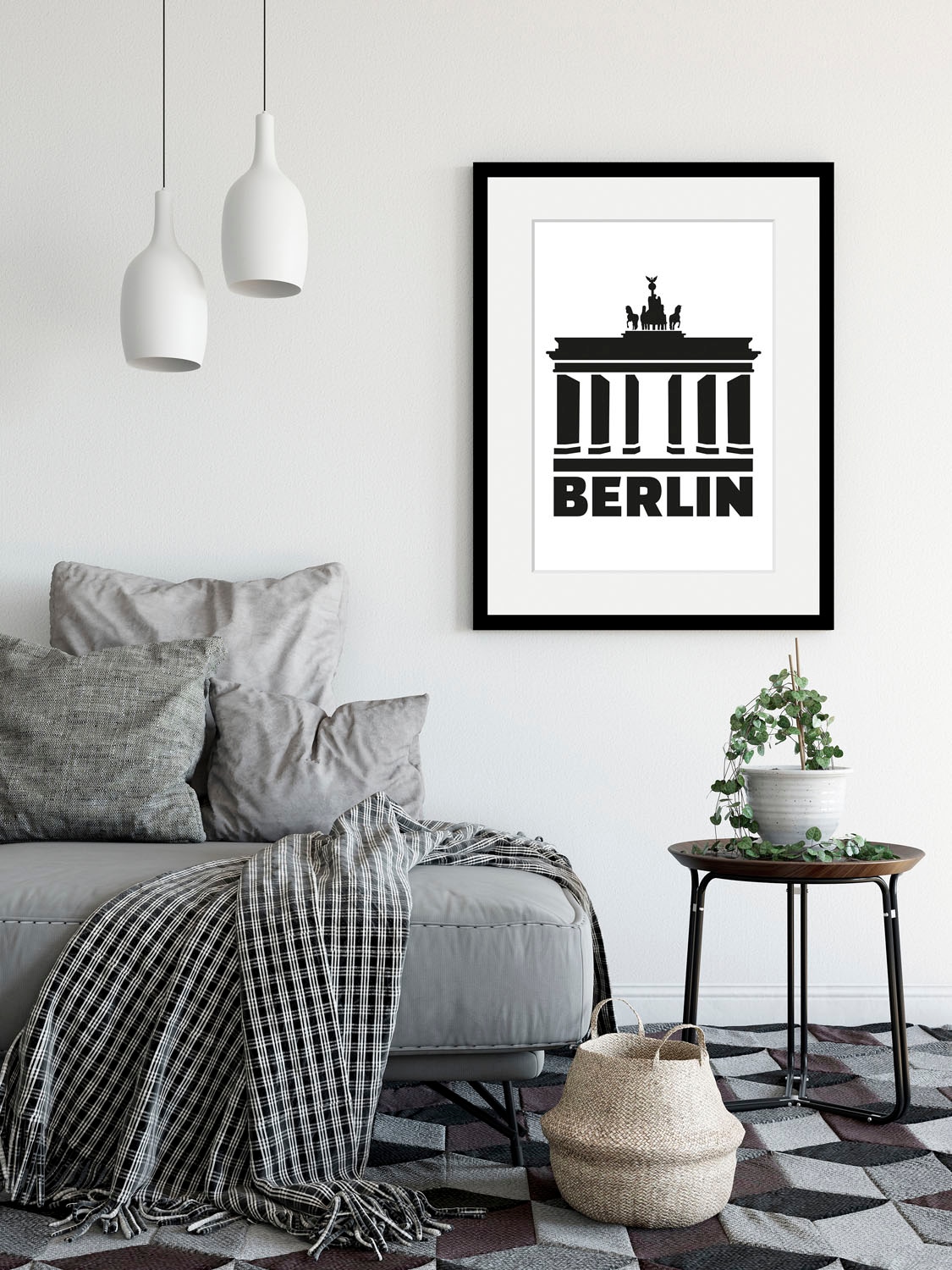 Image of queence Bild "Berlin Brandenburger Tor" Berlin Deutschland Gebäude Schriftzug Stadt Städte 1 Stk. tlg. HD Premium Poster-Druck inkl. Holzrahmen