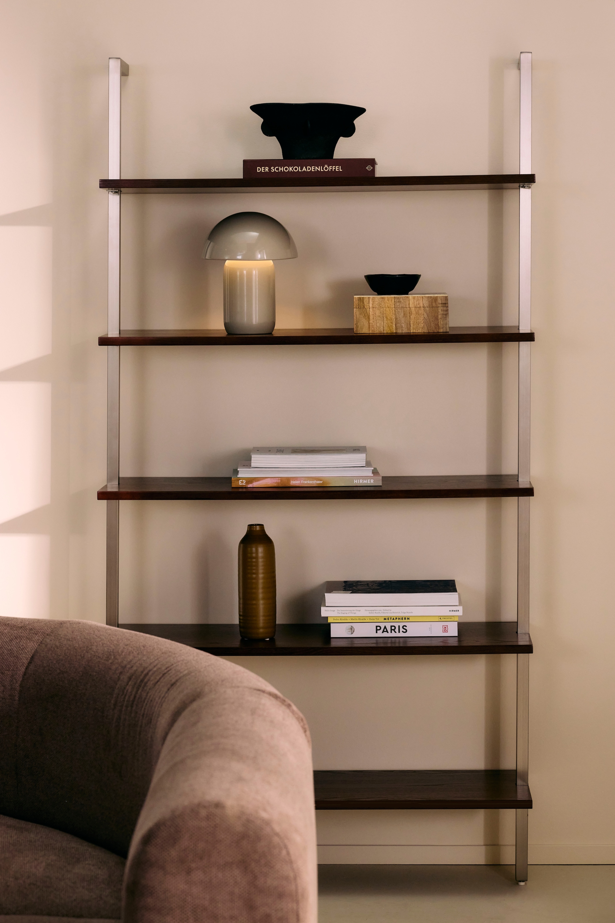 LeGer Home by Lena Gercke Étagère de rangement »Aninnar« fünf Einlegeböden aus Eschenholzfurnier, Gestell aus Edelstahl