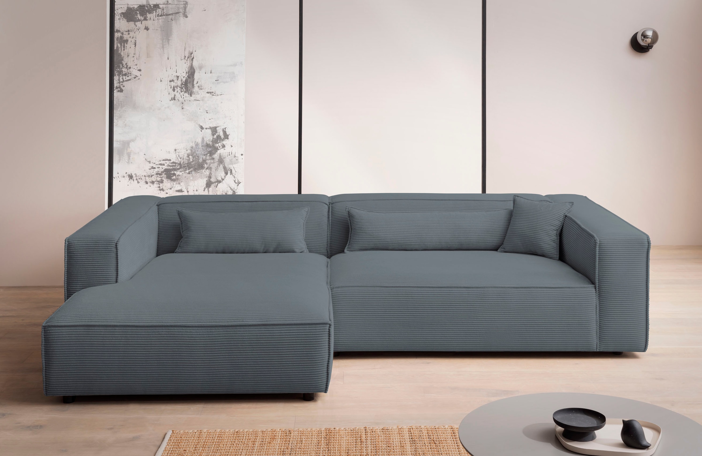 LeGer Home by Lena Gercke Canapé d'angle »PIARA XXL Cord, Big-Sofa, L-Form« ottomane au choix droite/gauche, couture Keder, assise extra profonde