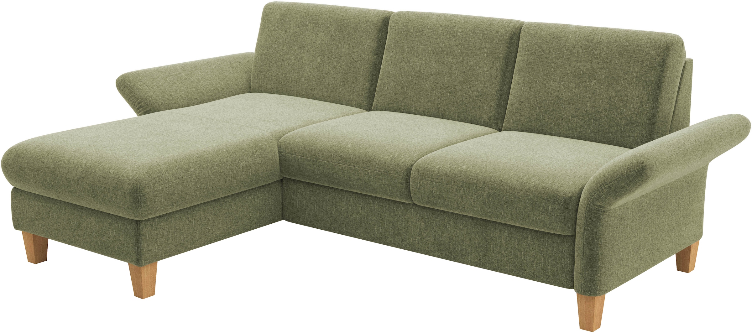 Home affaire Ecksofa »Rochelle«, wahlweise mit Armlverstellung, Klappbett mit Rollen & Bettkasten