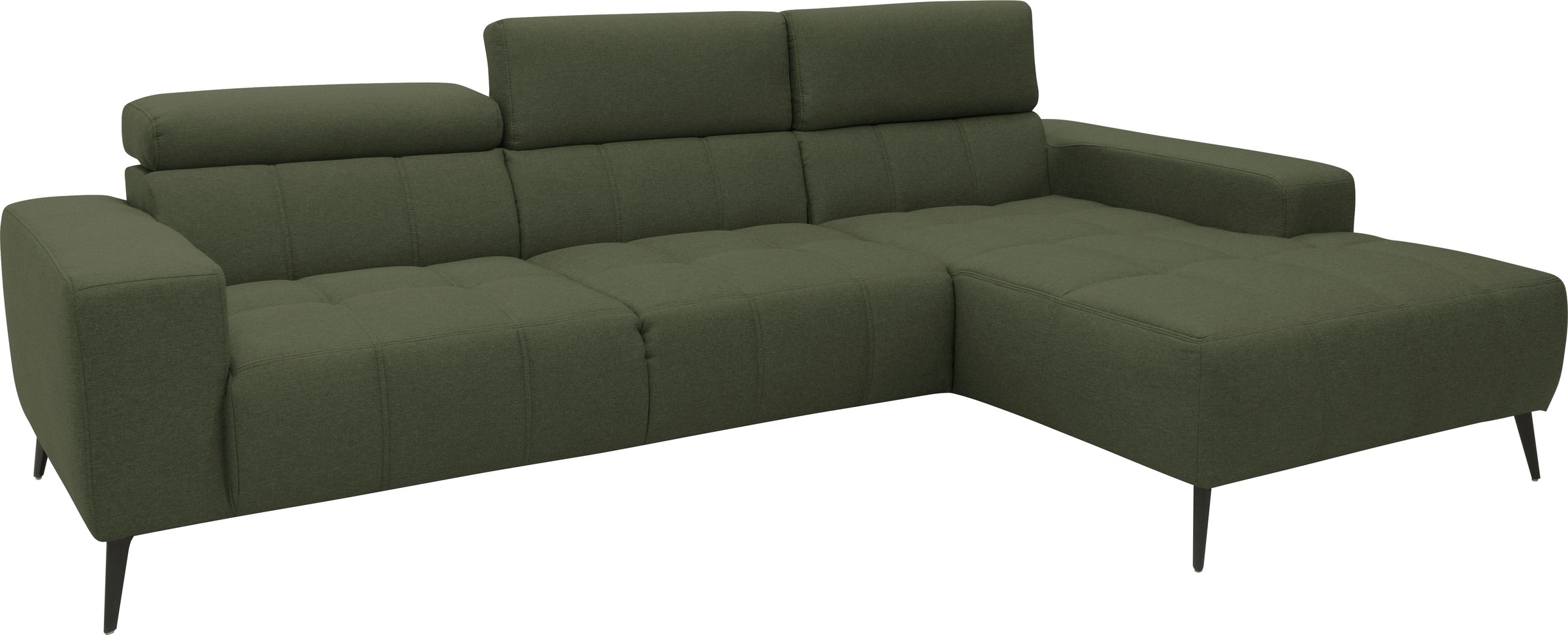 DOMO collection Ecksofa »Trento L-Form, mit Kufenfuss oder Einzelfuss«, wahlweise mit Kopfteilverstellung, Recamiere links/rechts bestellbar