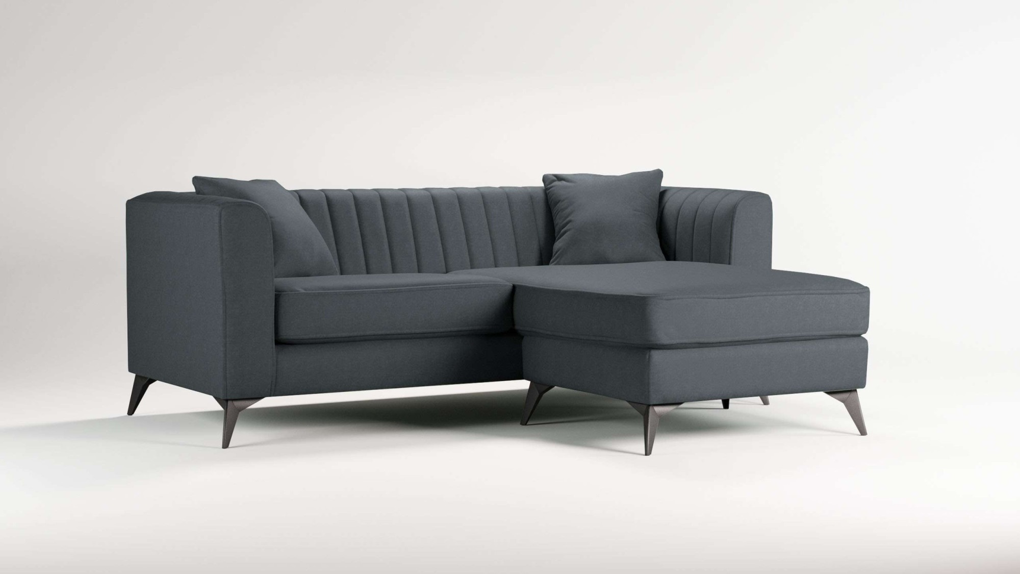Places of Style Ecksofa »MATTHEW L-Form ideal für kleine Räume, Masse B/T/H: 201/162/74 cm«, elegantes Designsofa, feine Steppung im Rücken, incl. Zierkissen