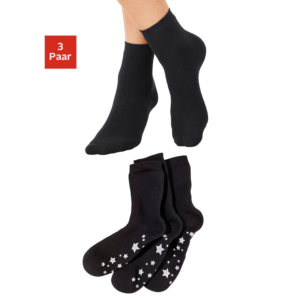 Lavana ABS-Socken, (Set, 3 Paar), mit Antirutschsohle im Sterndesign