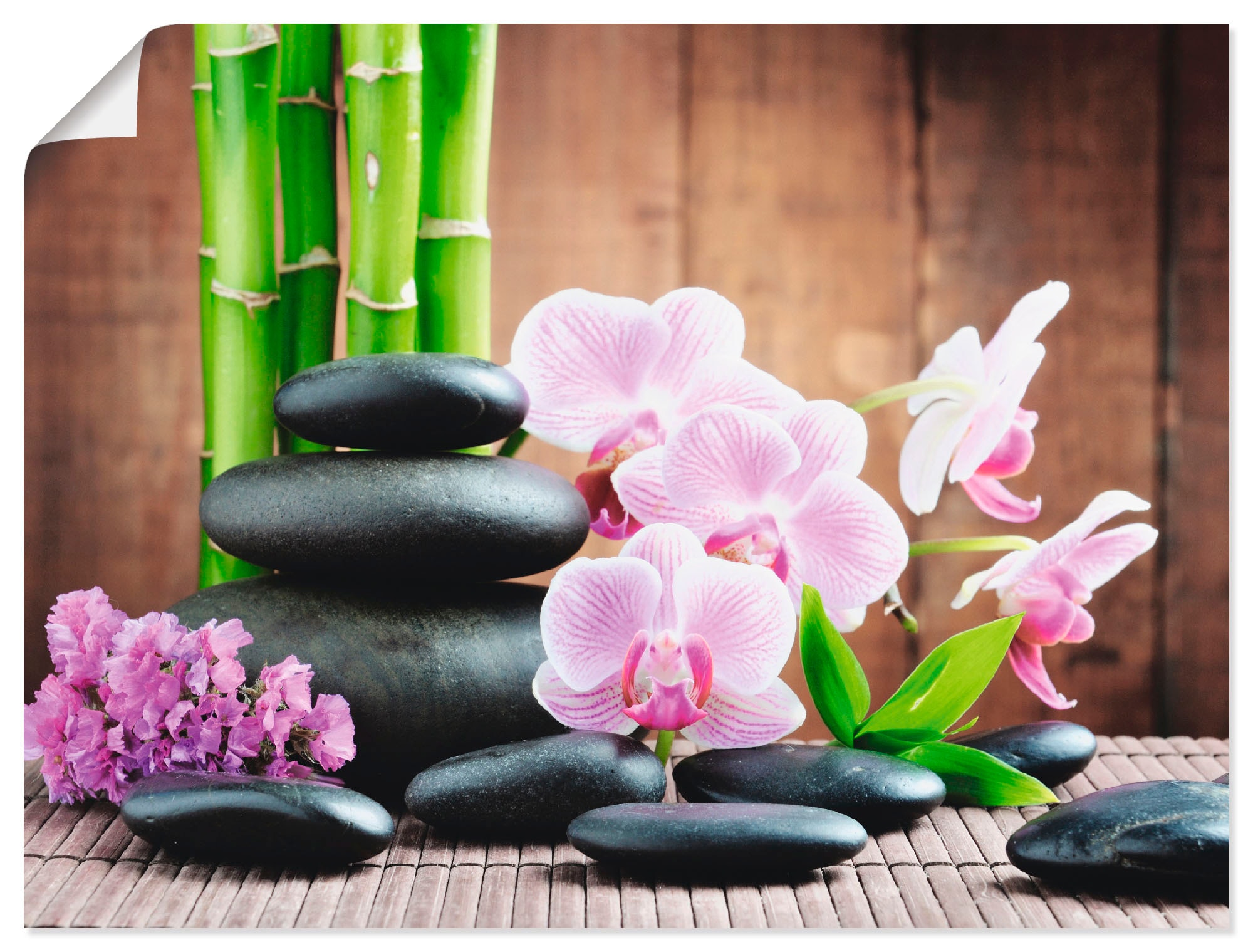 Artland Wandbild »Spa Konzept Zen Steinen Orchideen«, Zen, (1 St.), als  Alubild, Leinwandbild, Wandaufkleber oder Poster in versch. Grössen