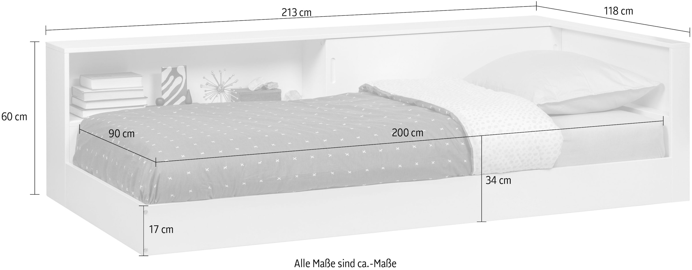 WOOOD Lit de rangement »Connect FSC®-Kiefernholz mit Schiebetür und Stauraum 213x118x60 cm« Facile à monter, dimension du matelas 90x200 cm, entretien facile