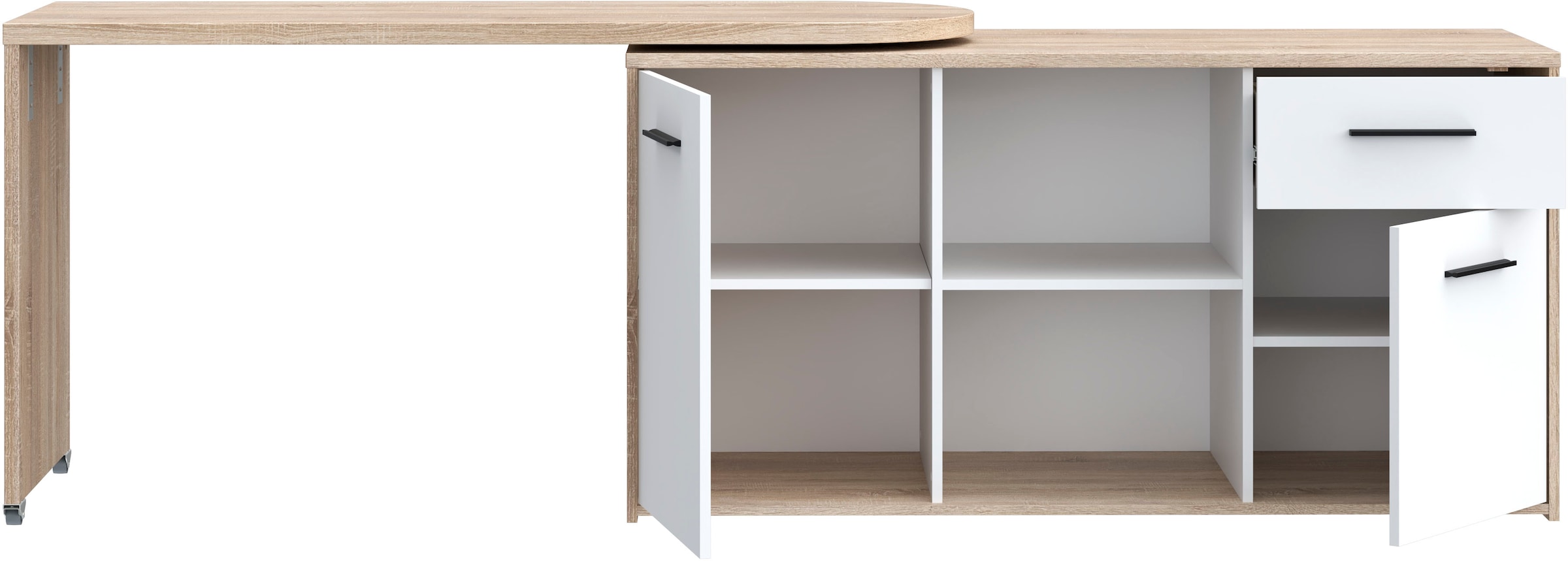 FORTE Schreibtisch »Aliklia« multifunktional, Tischplatte ausschwenkbar, mit Rollen, Sideboard