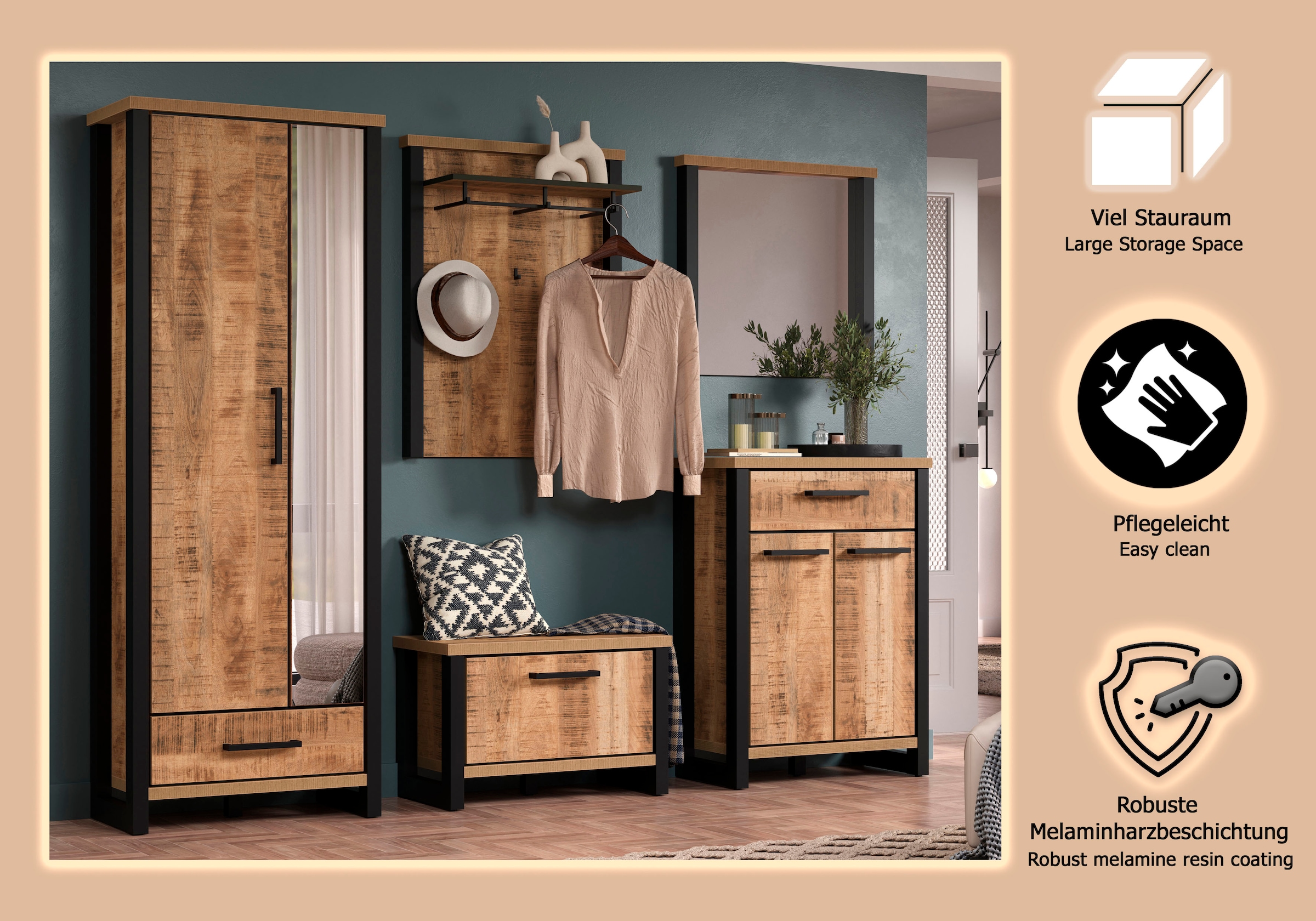 Home affaire Garderoben-Set »Elda« Komplett-Set, 5 Stk. tlg.