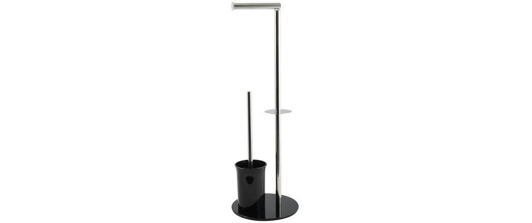 Image of MSV WC-Garnitur "MSV Toilettengarnitur Bergamo Schwarz" aus Edelstahl Glas
