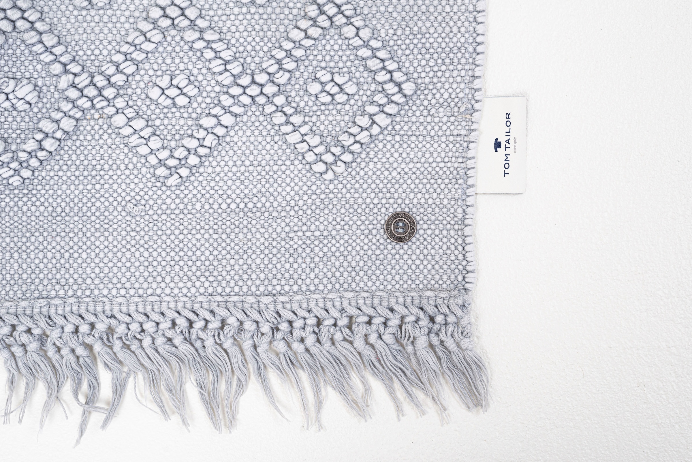 TOM TAILOR HOME Badematte »Vintage Wash«, fussbodenheizungsgeeignet, Badteppich, Uni Farben, Rauten Muster, mit Fransen, reine Baumwolle