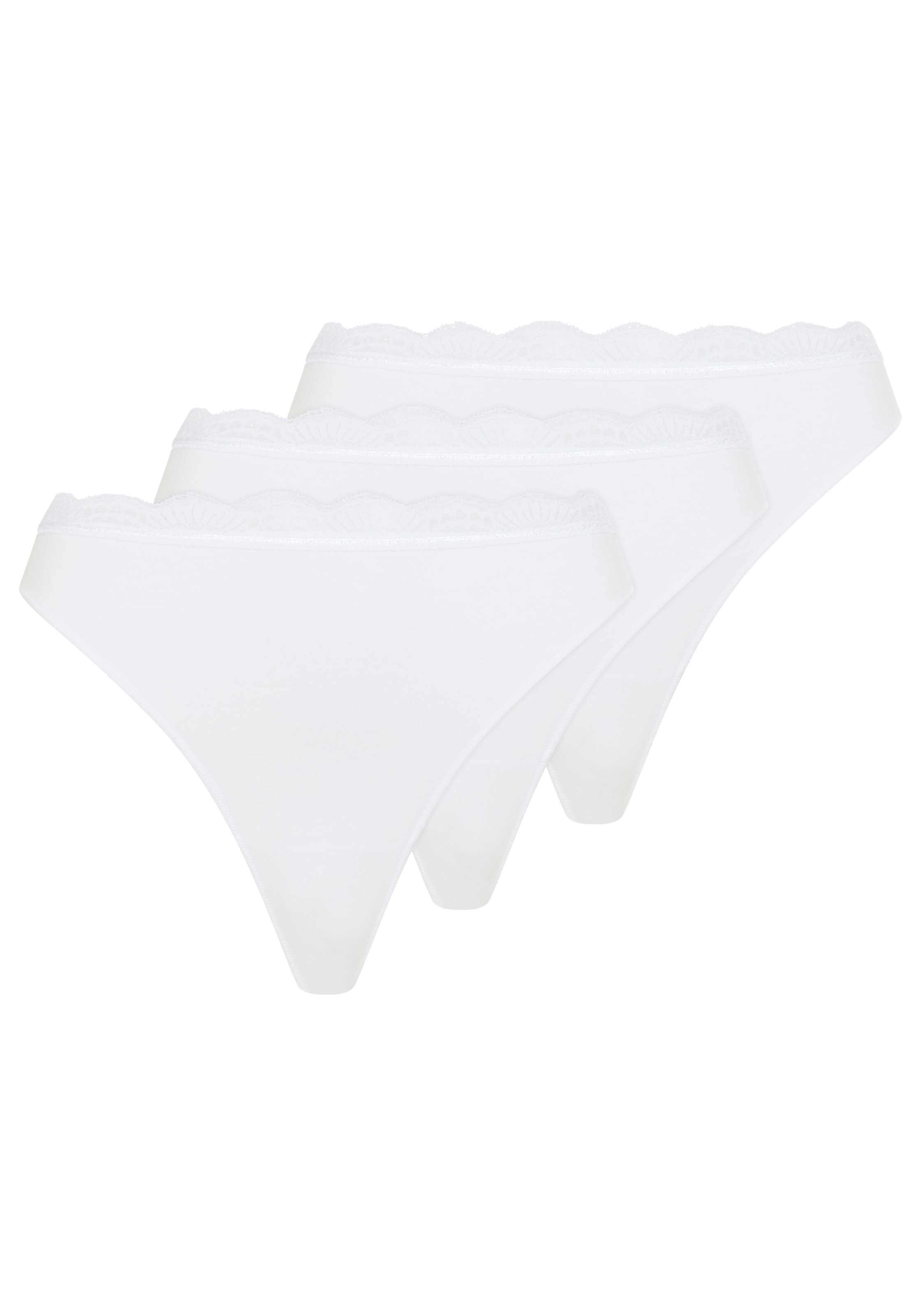 Image of YSABEL MORA Tanga "BASIC COLLECTION COTTON WITH LACE" 3er Pack, nicht nur bequem, sondern auch romantische Spitzendetails