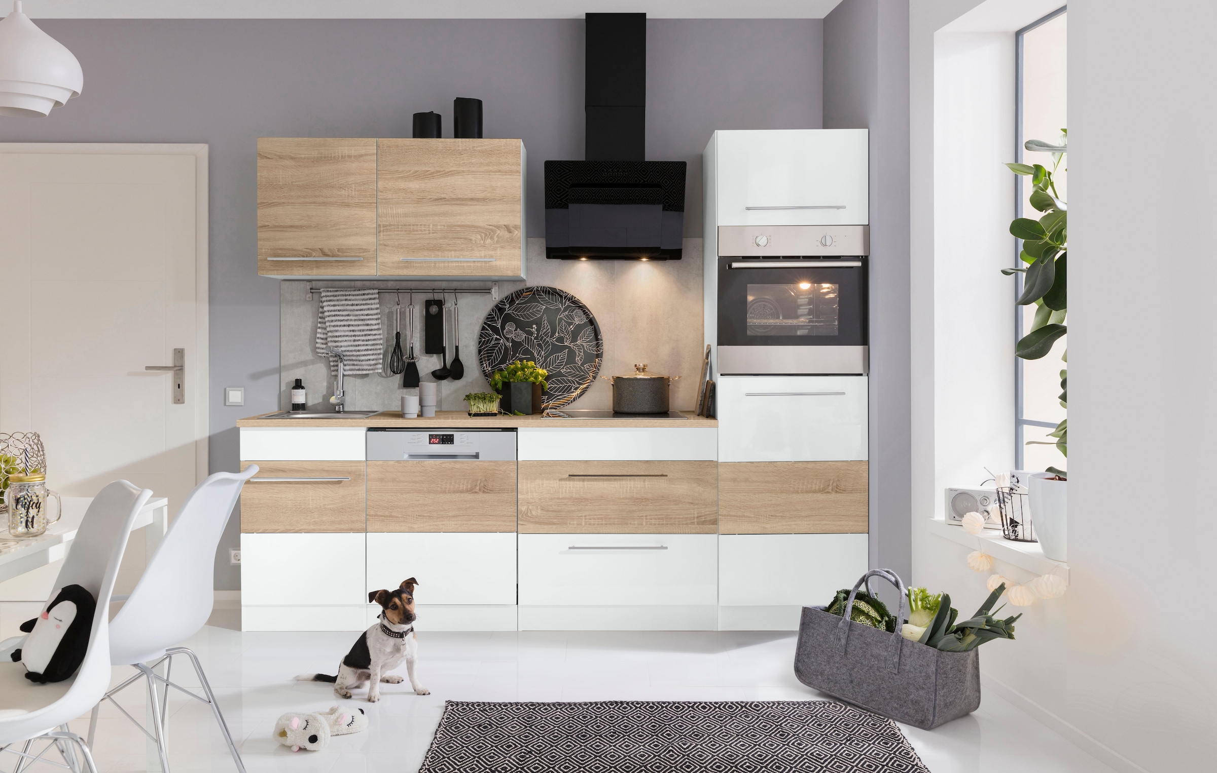 KOCHSTATION Kitchenette »KS-Trient« Largeur 250 cm, au choix avec appareils électriques, avec plan de travail