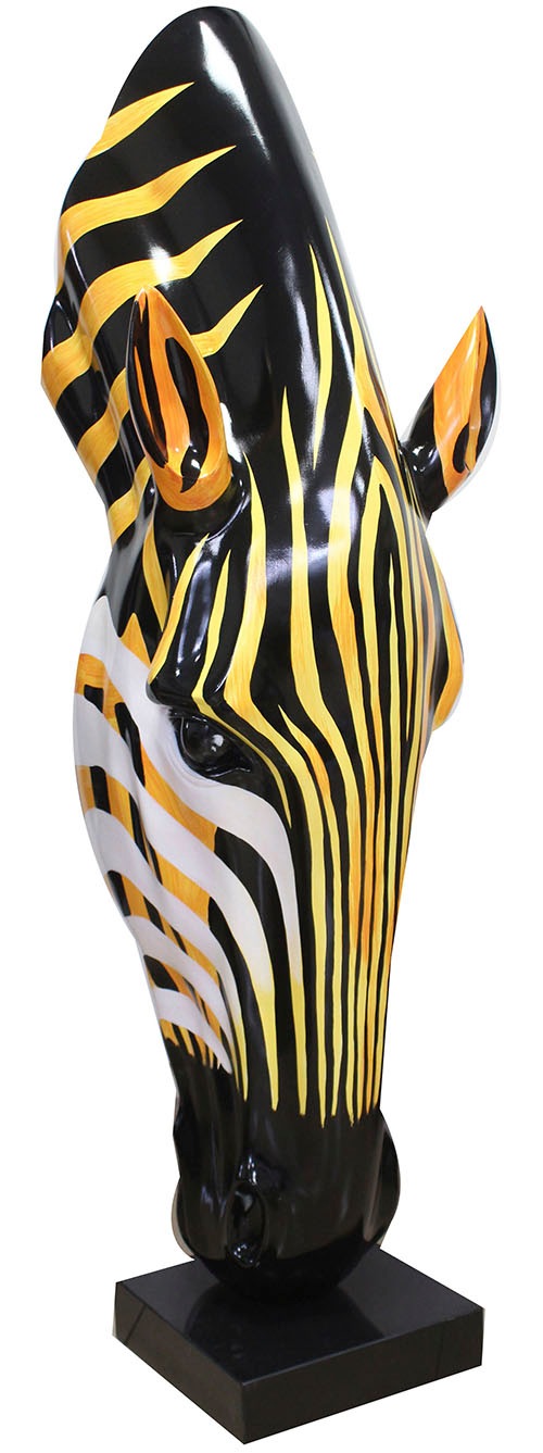 Image of GILDE Tierfigur "Skulptur Zebra Zebrakopf orange; schwarz; weiss H. 50 cm"