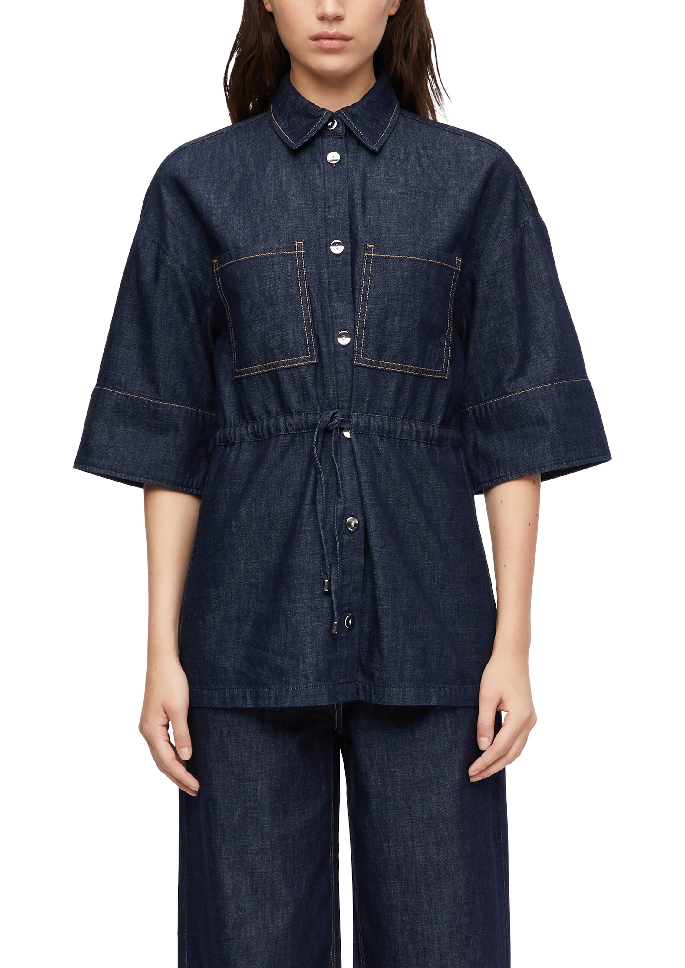 Image of Comma Jeansbluse mit Bindegürtel